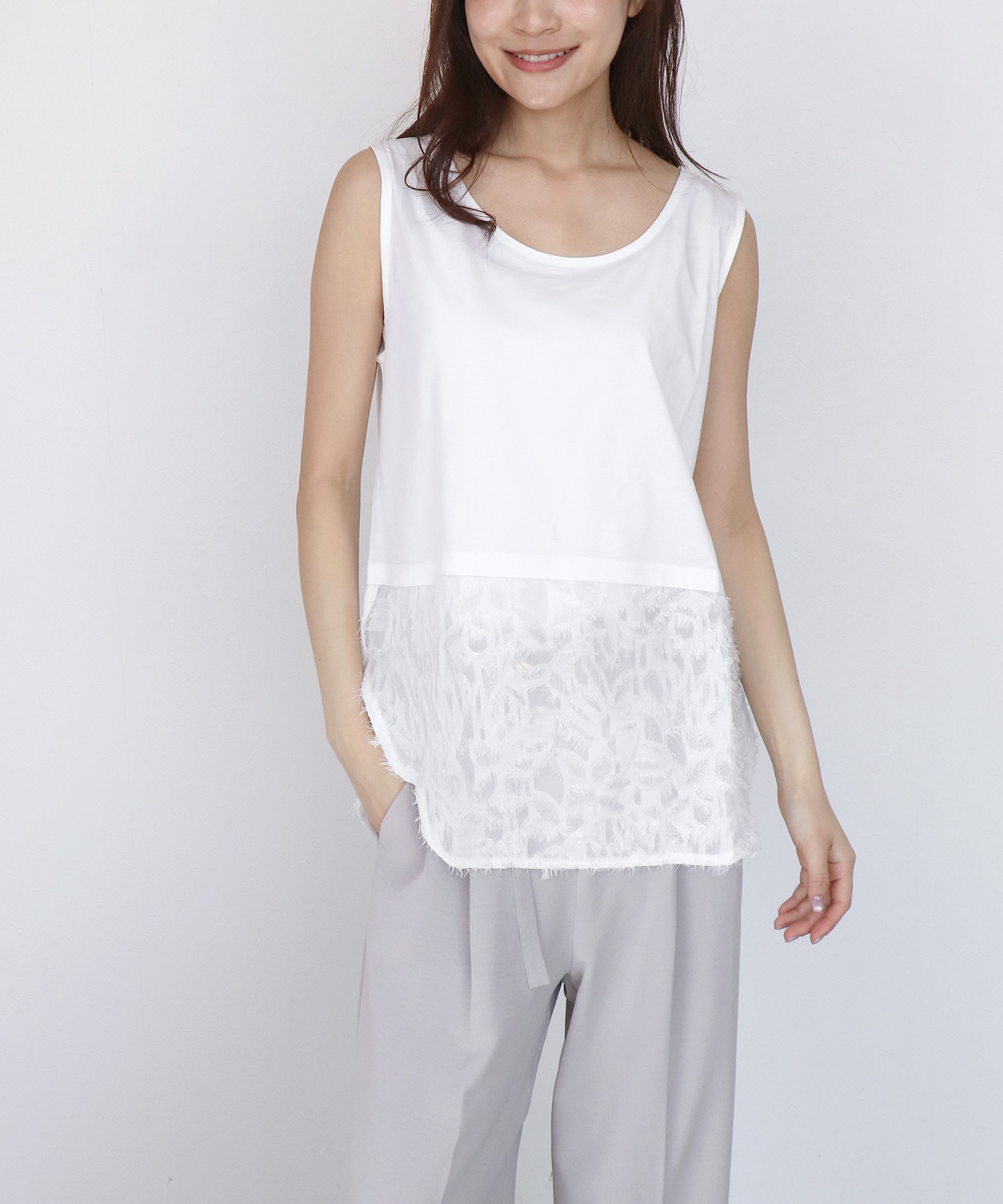 レイヤード柄タンクトップ