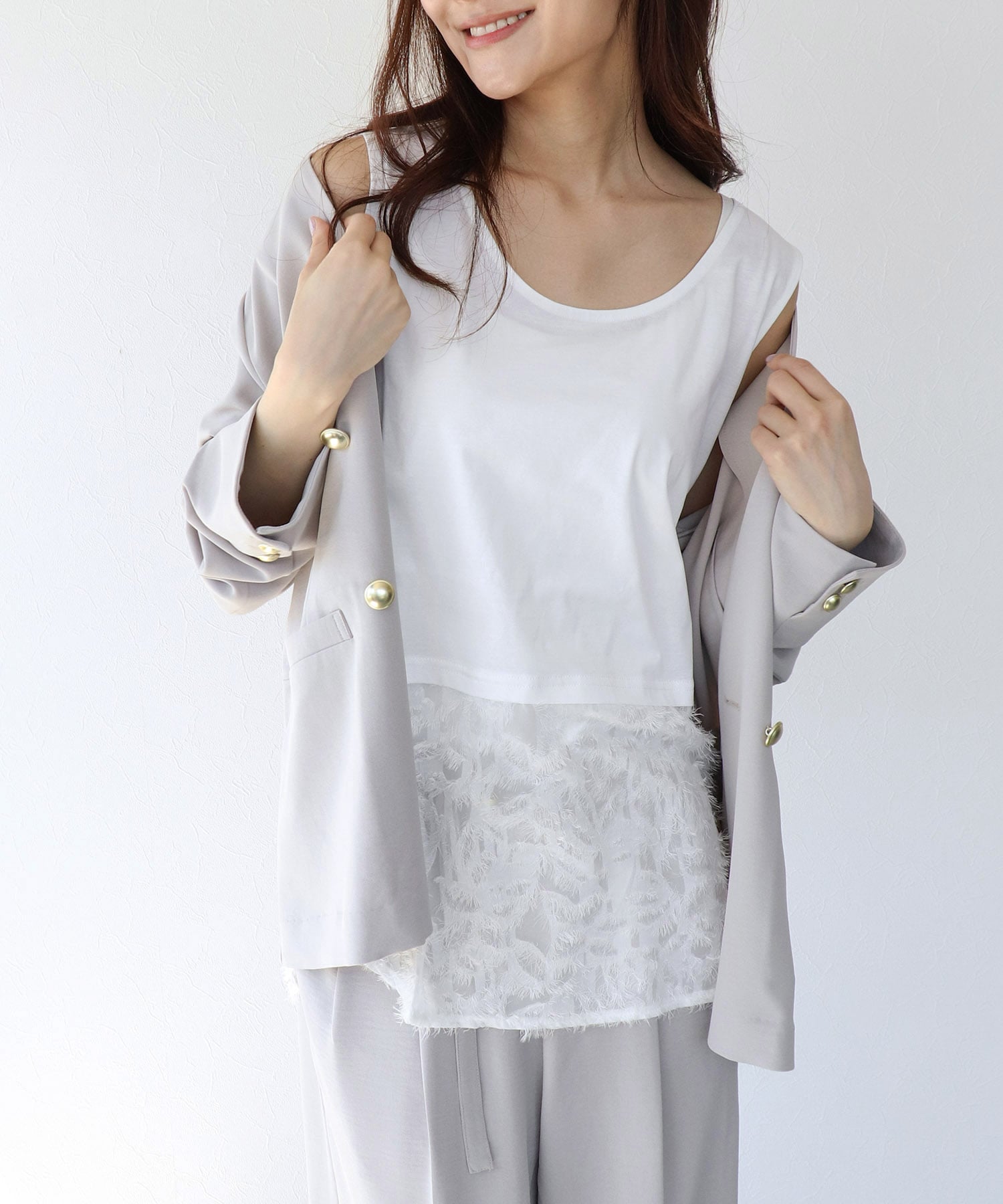 レイヤード柄タンクトップ