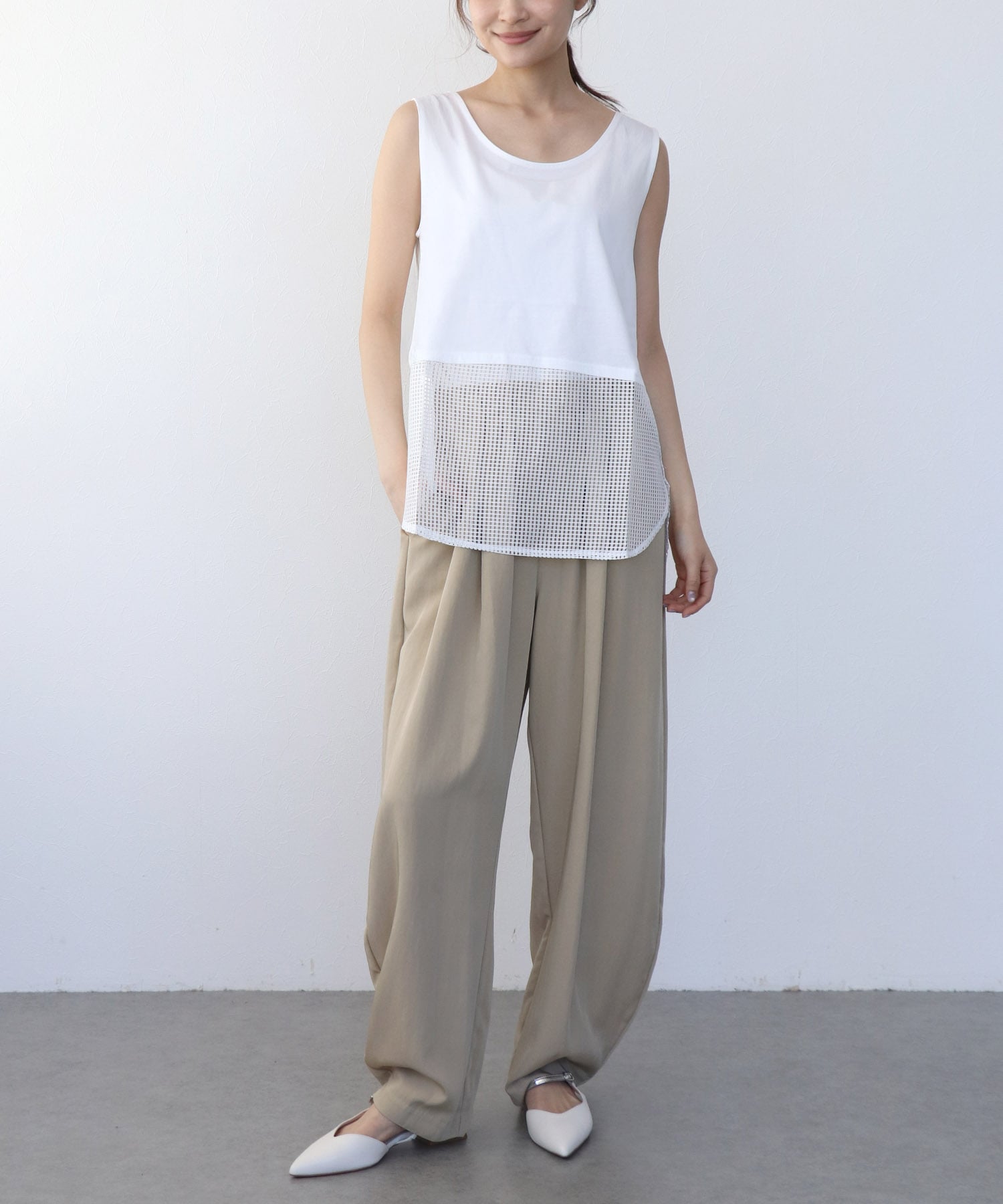レイヤード柄タンクトップ
