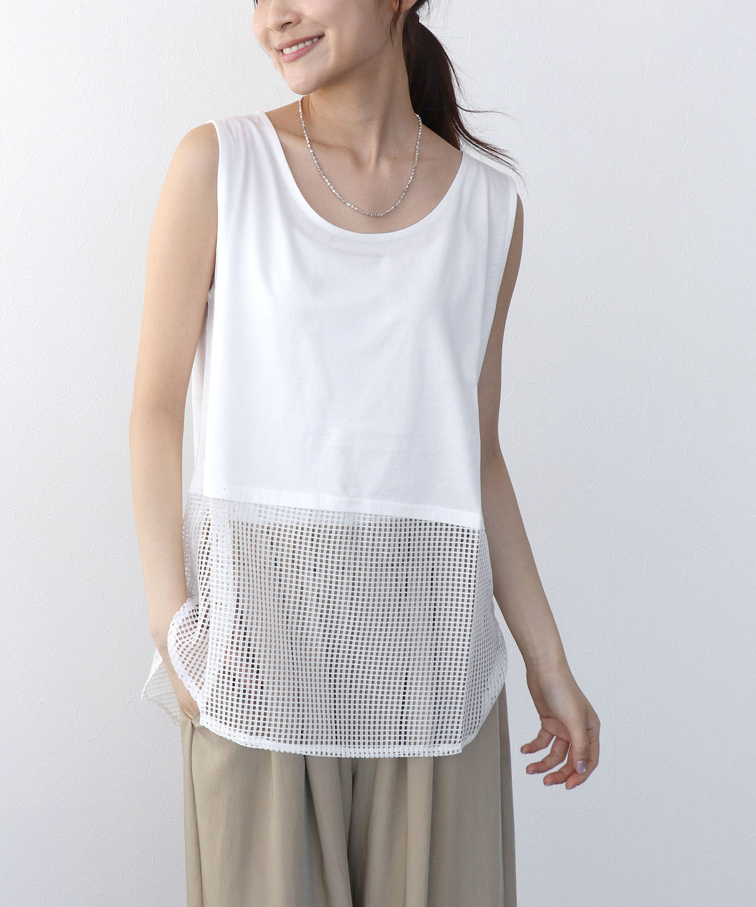 レイヤード柄タンクトップ
