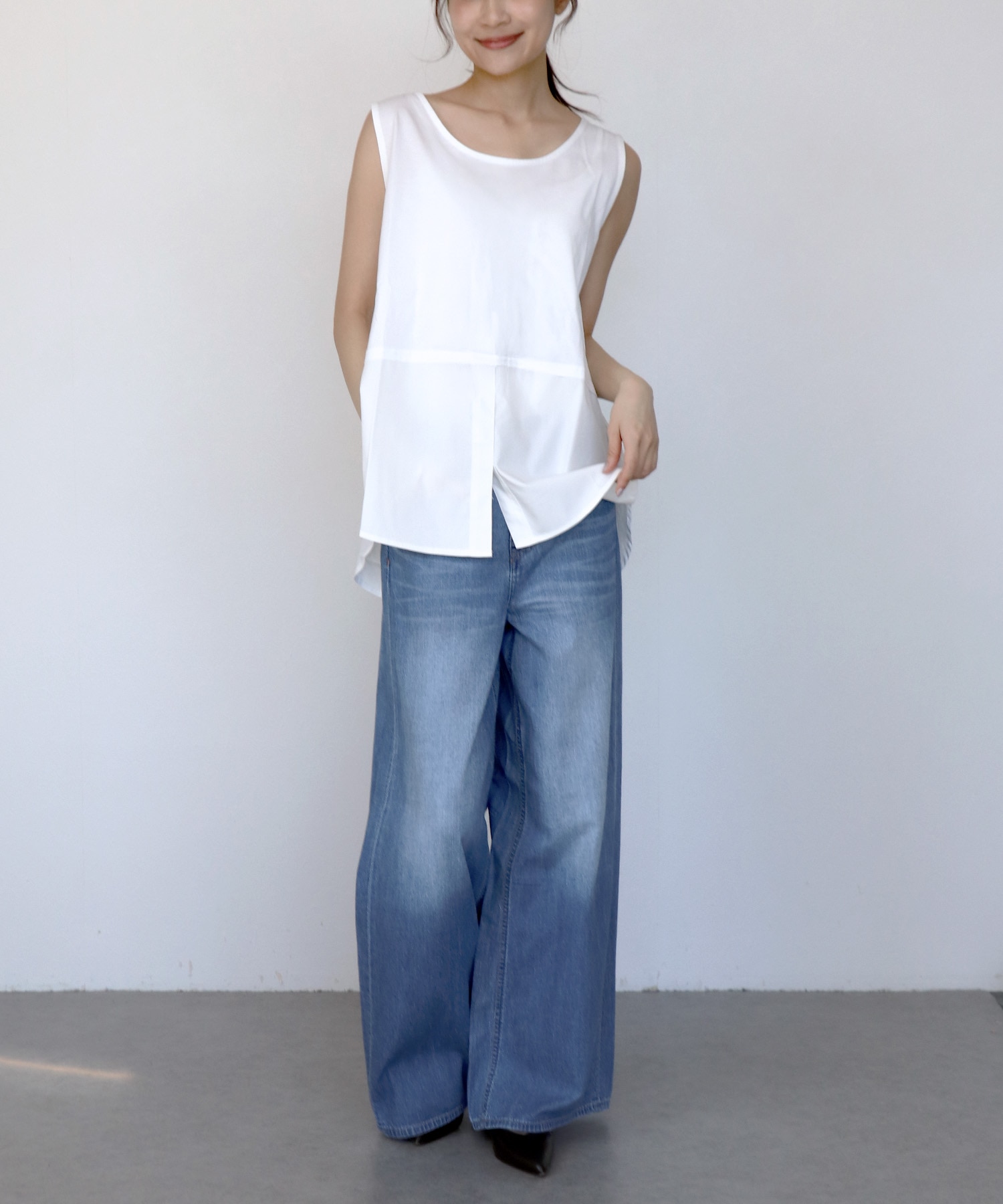 レイヤード無地タンクトップ