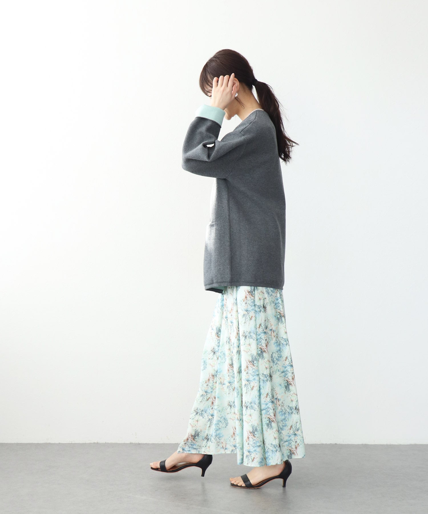 ダブルフェイスノーカラーカーディガン