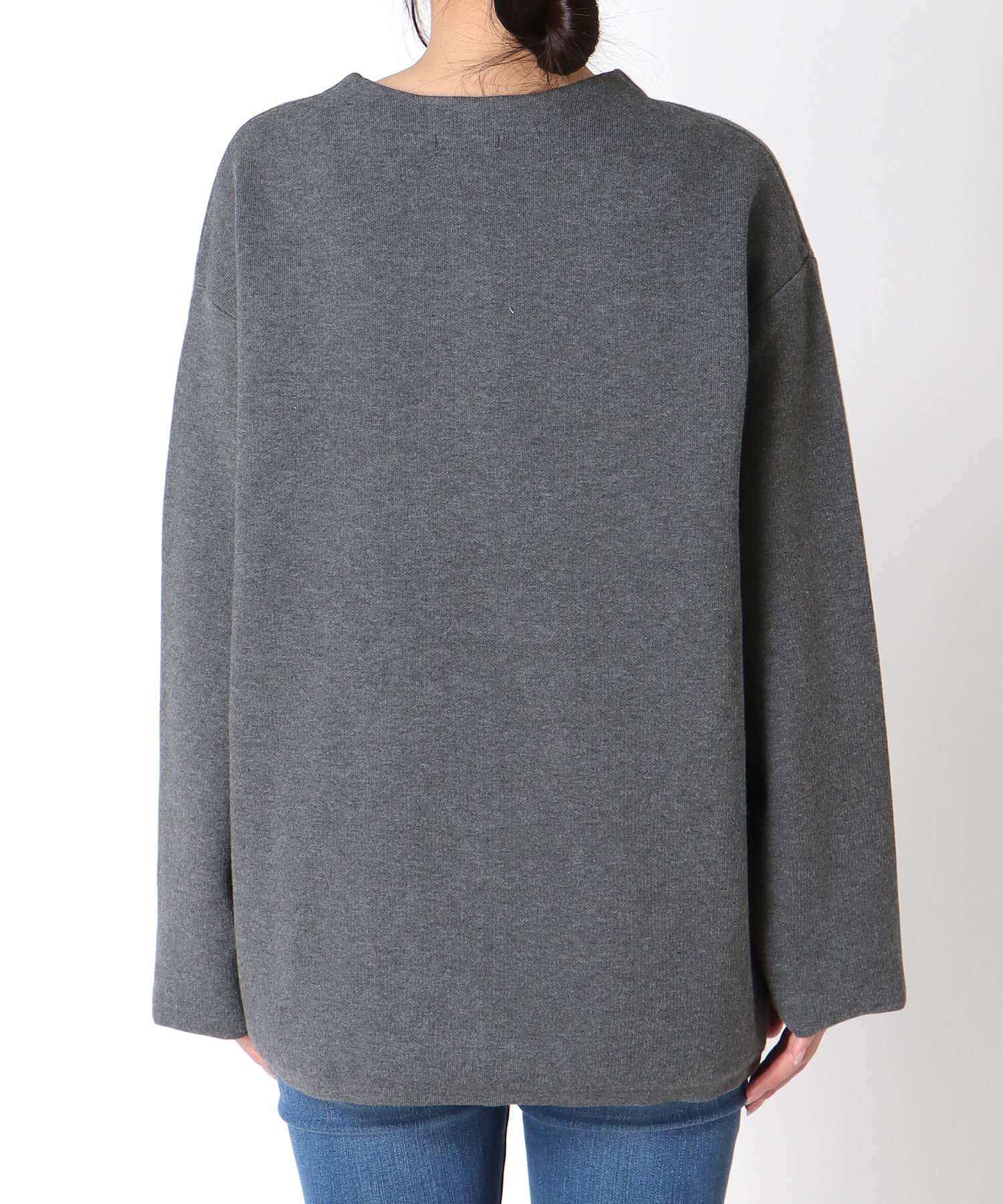 ダブルフェイスノーカラーカーディガン