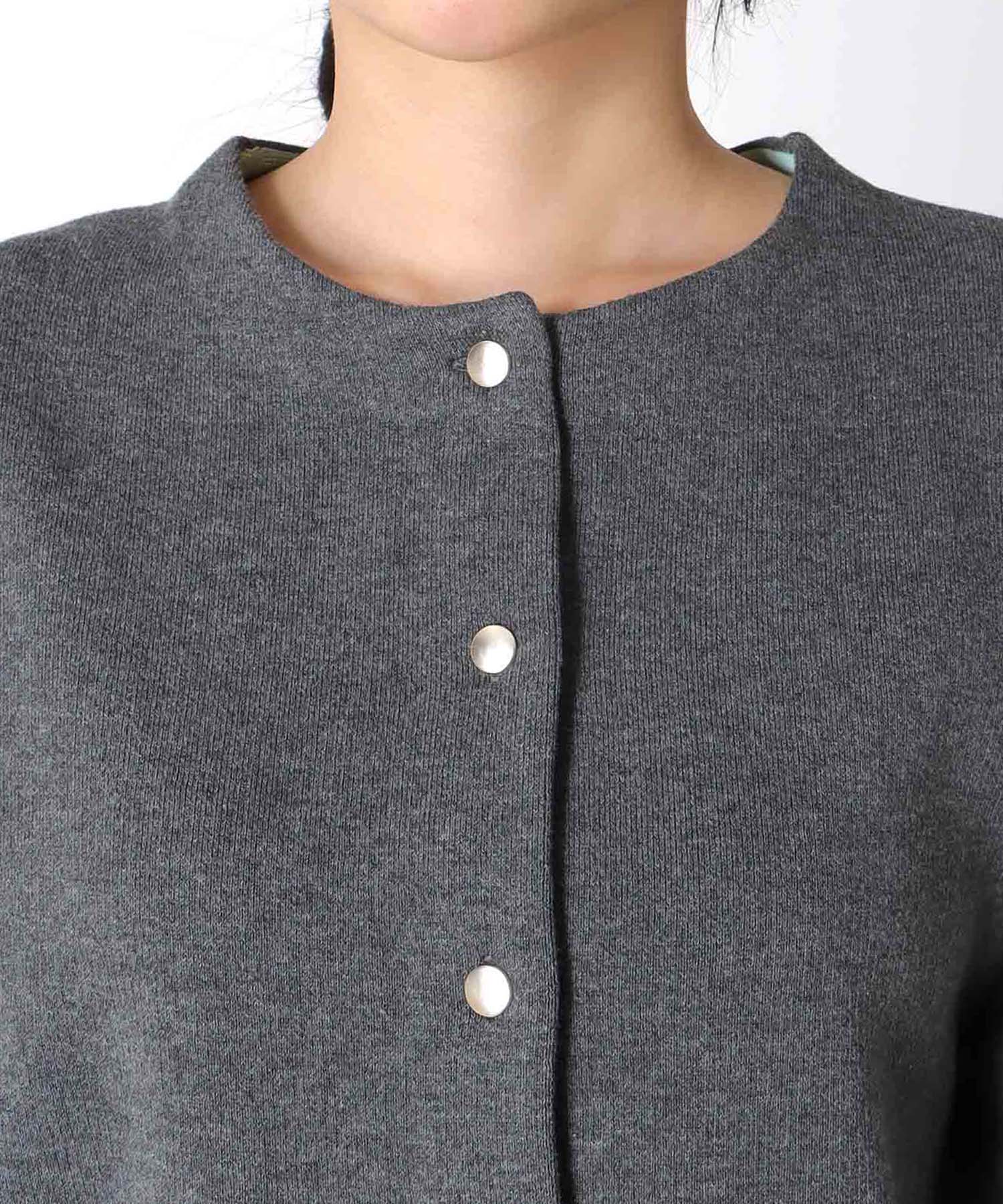 ダブルフェイスノーカラーカーディガン