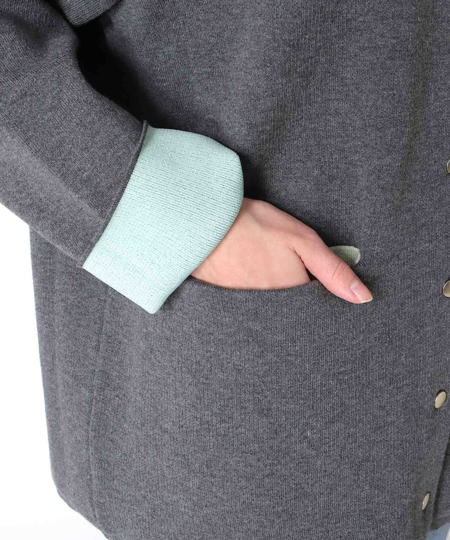 ダブルフェイスノーカラーカーディガン