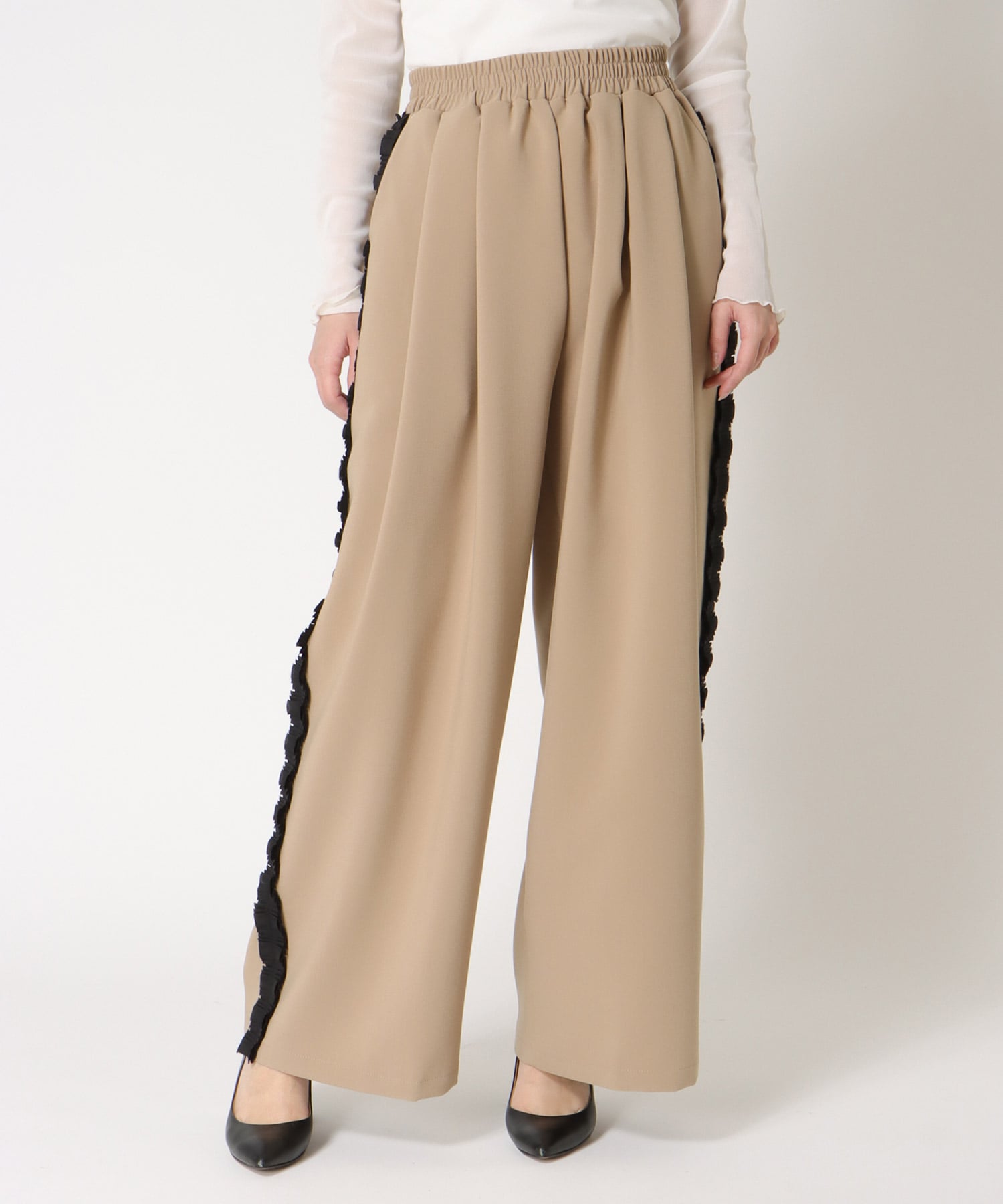 サイドプリーツワイドパンツ