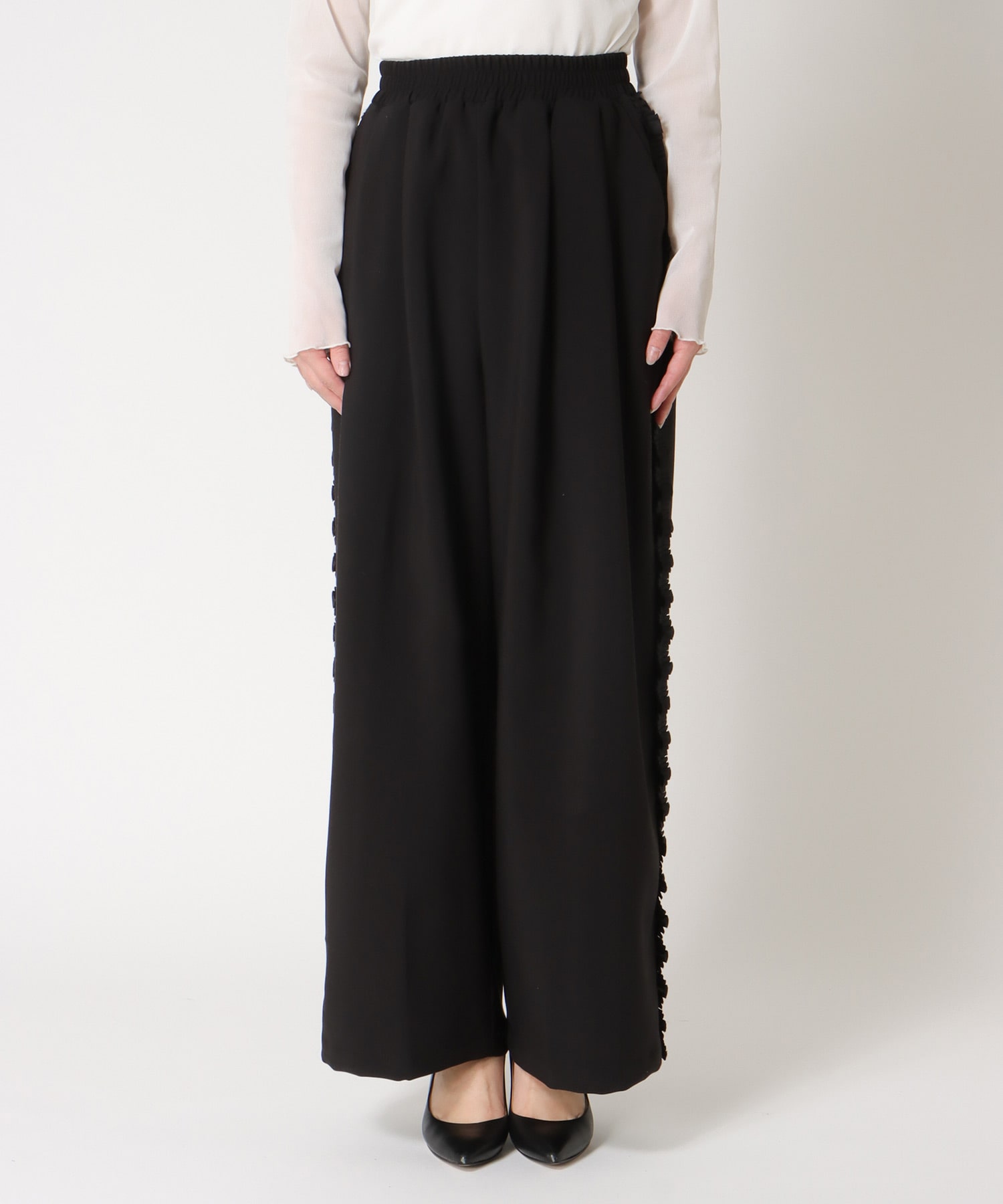 サイドプリーツワイドパンツ