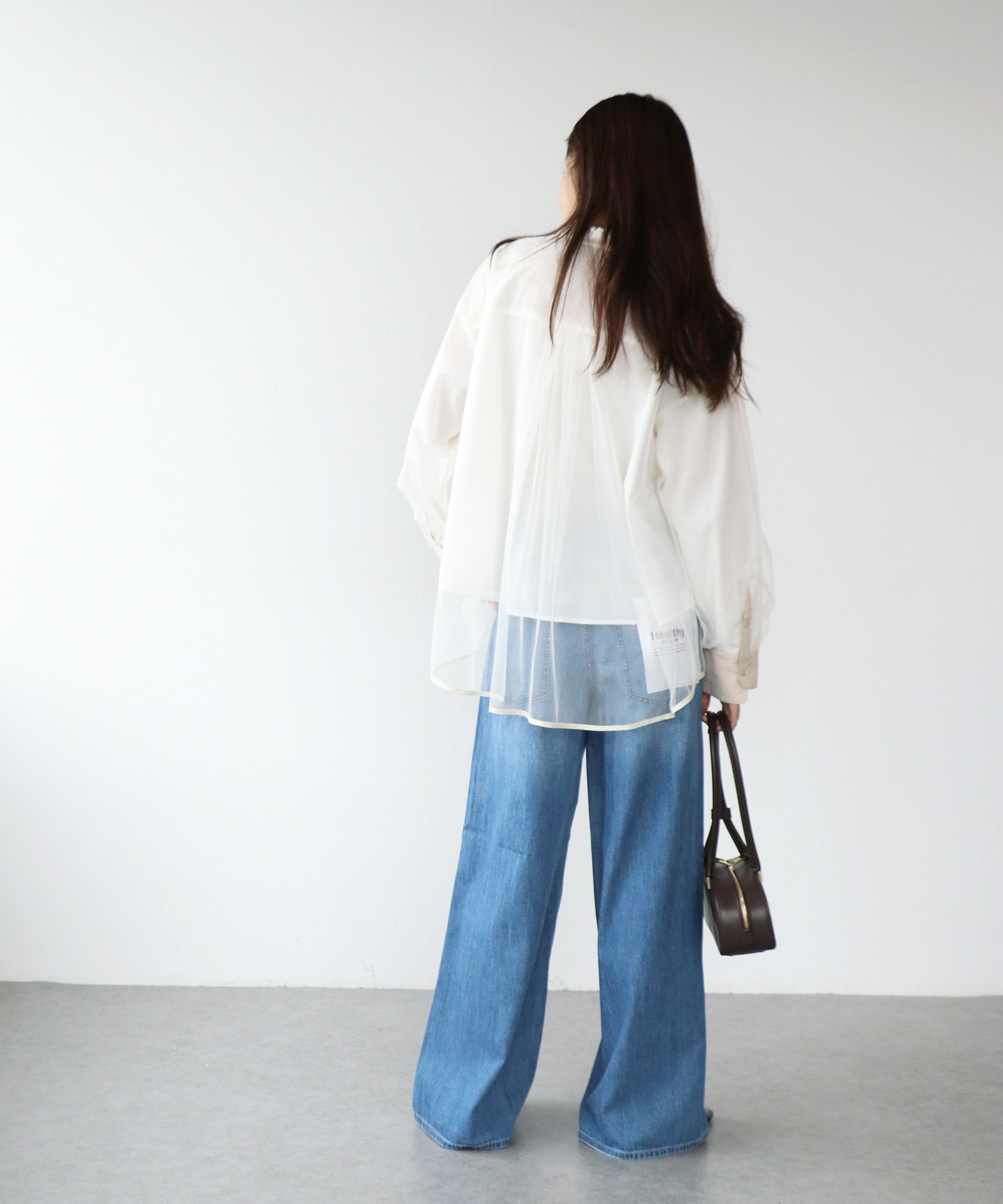 チュールレイヤード配色シャツ