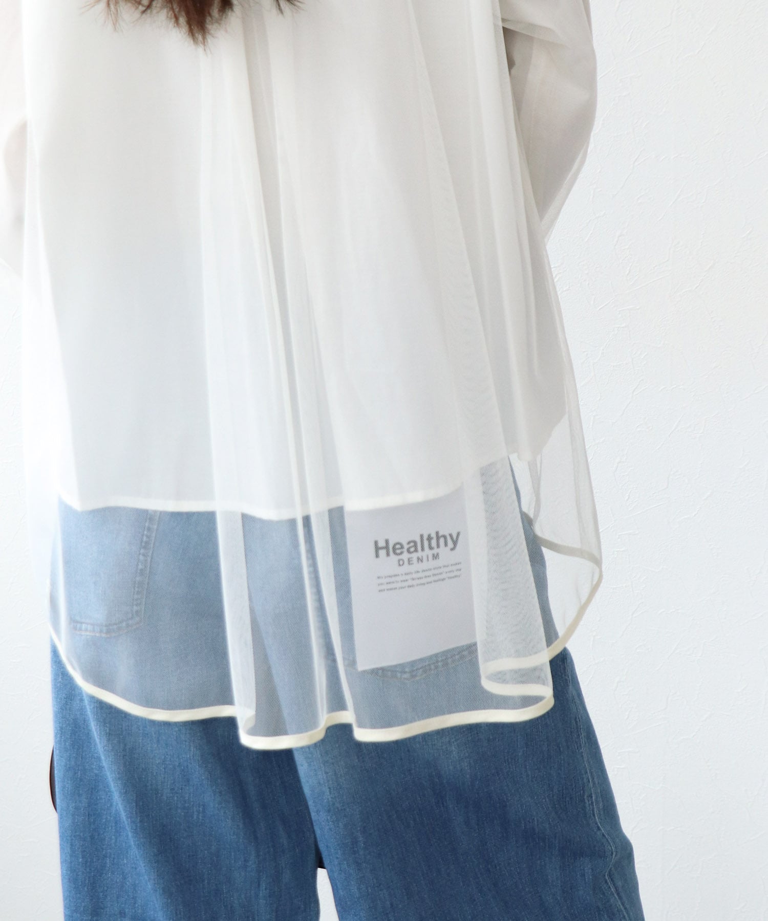 チュールレイヤード配色シャツ