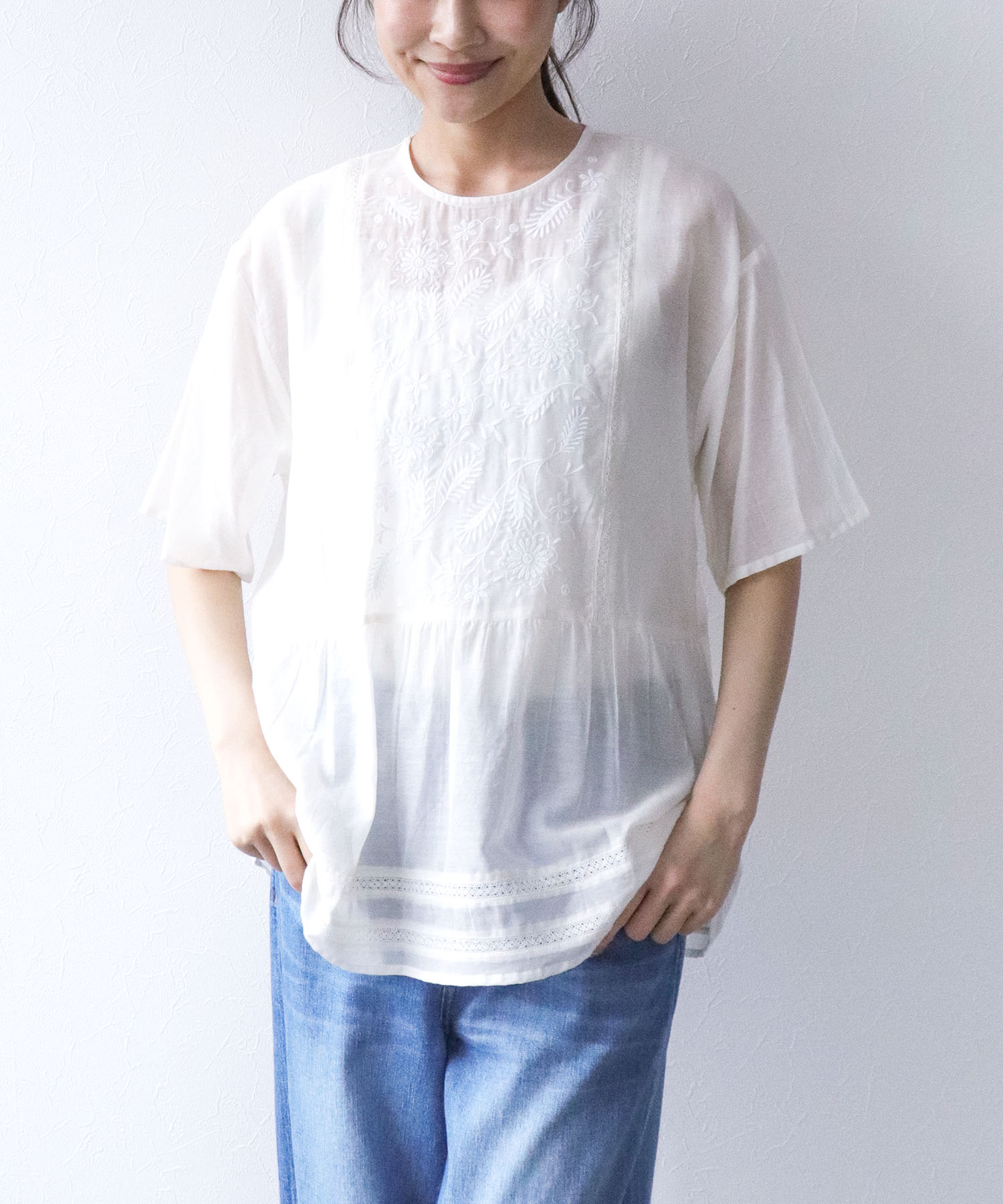 インドボイル刺繍ブラウス