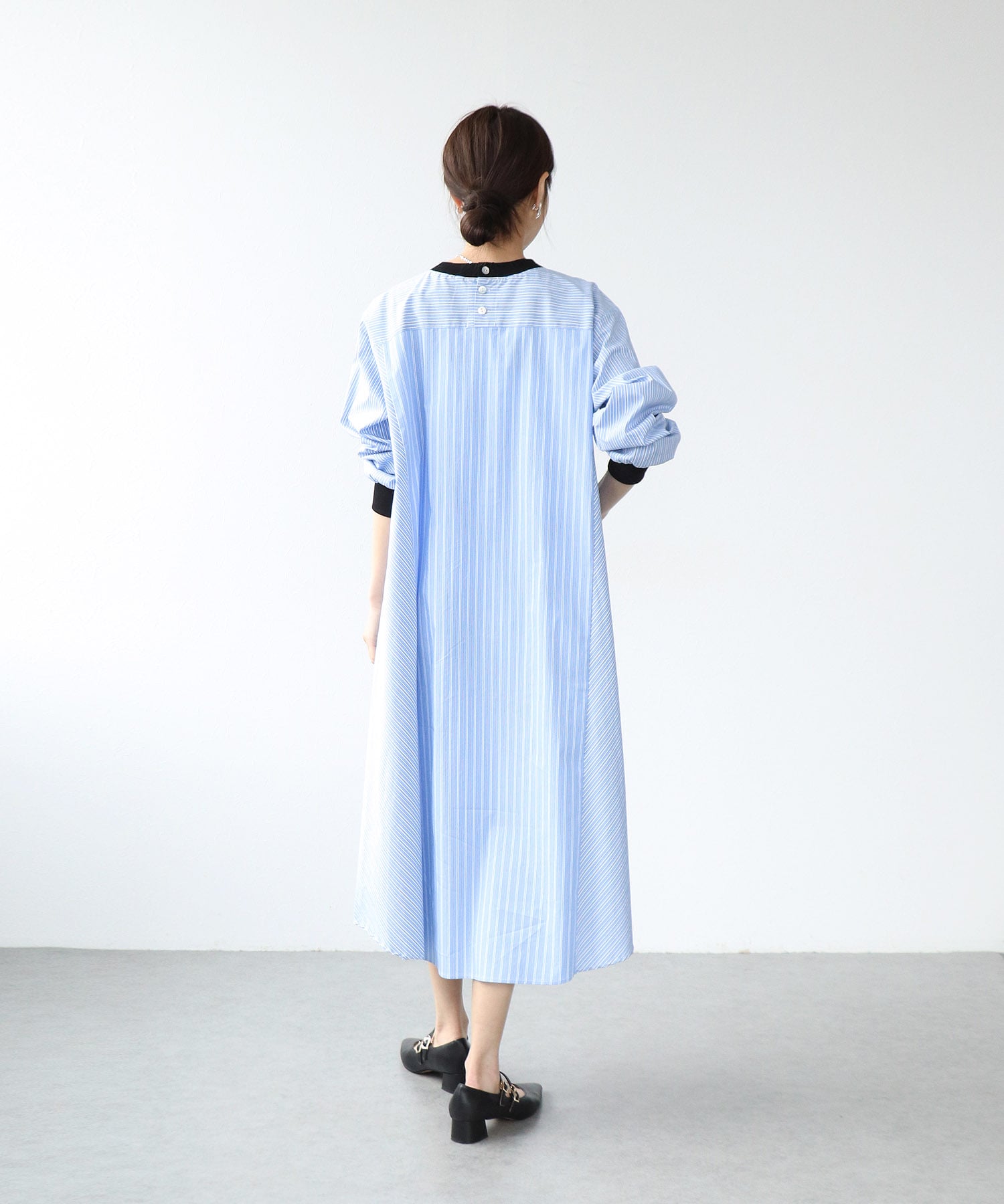 ストライプバイカラーワンピース