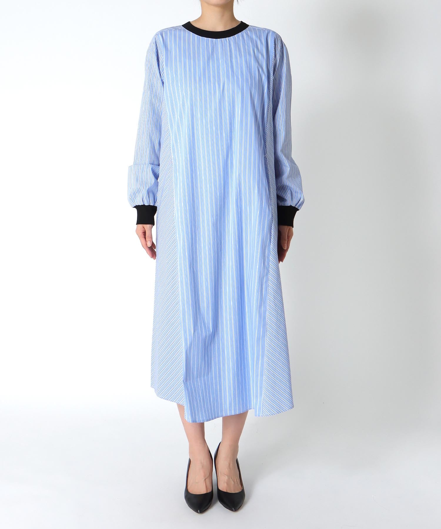 ストライプバイカラーワンピース