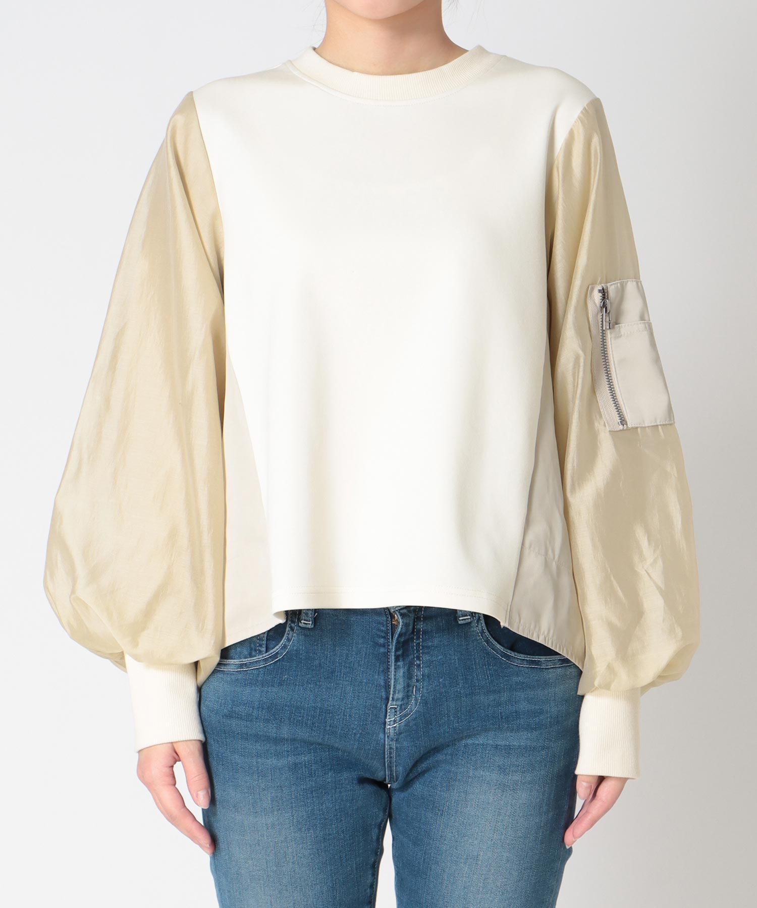 MA-1ライクポンチ異素材トップス