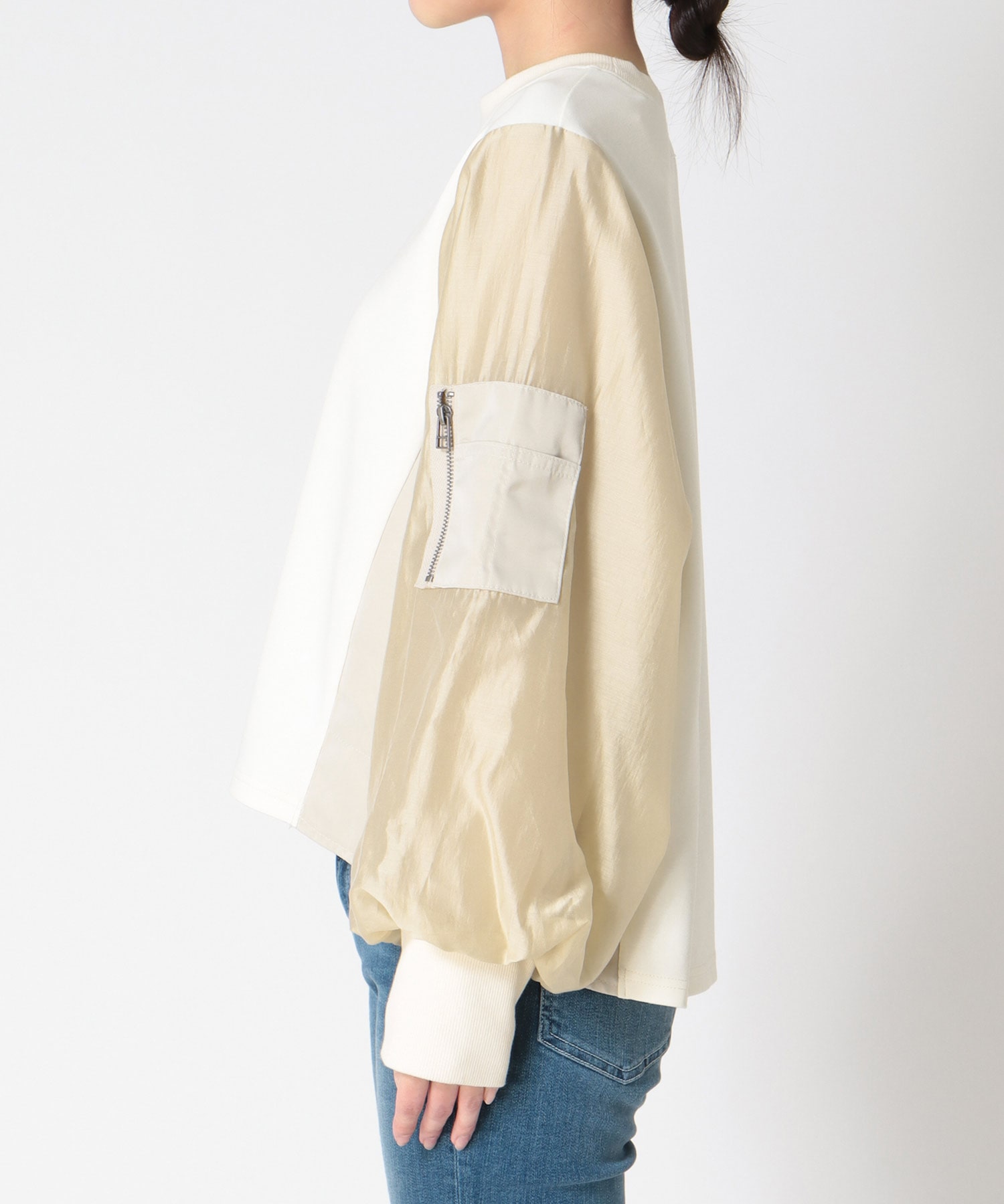 MA-1ライクポンチ異素材トップス