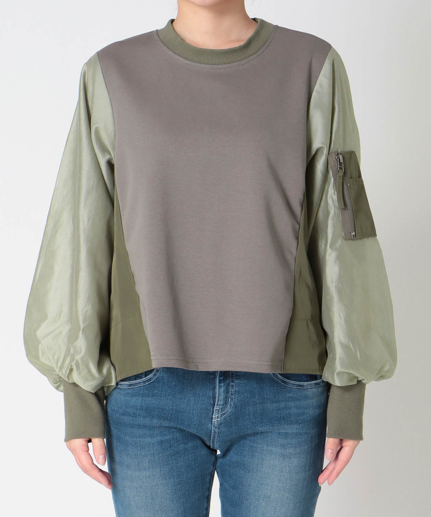 MA-1ライクポンチ異素材トップス