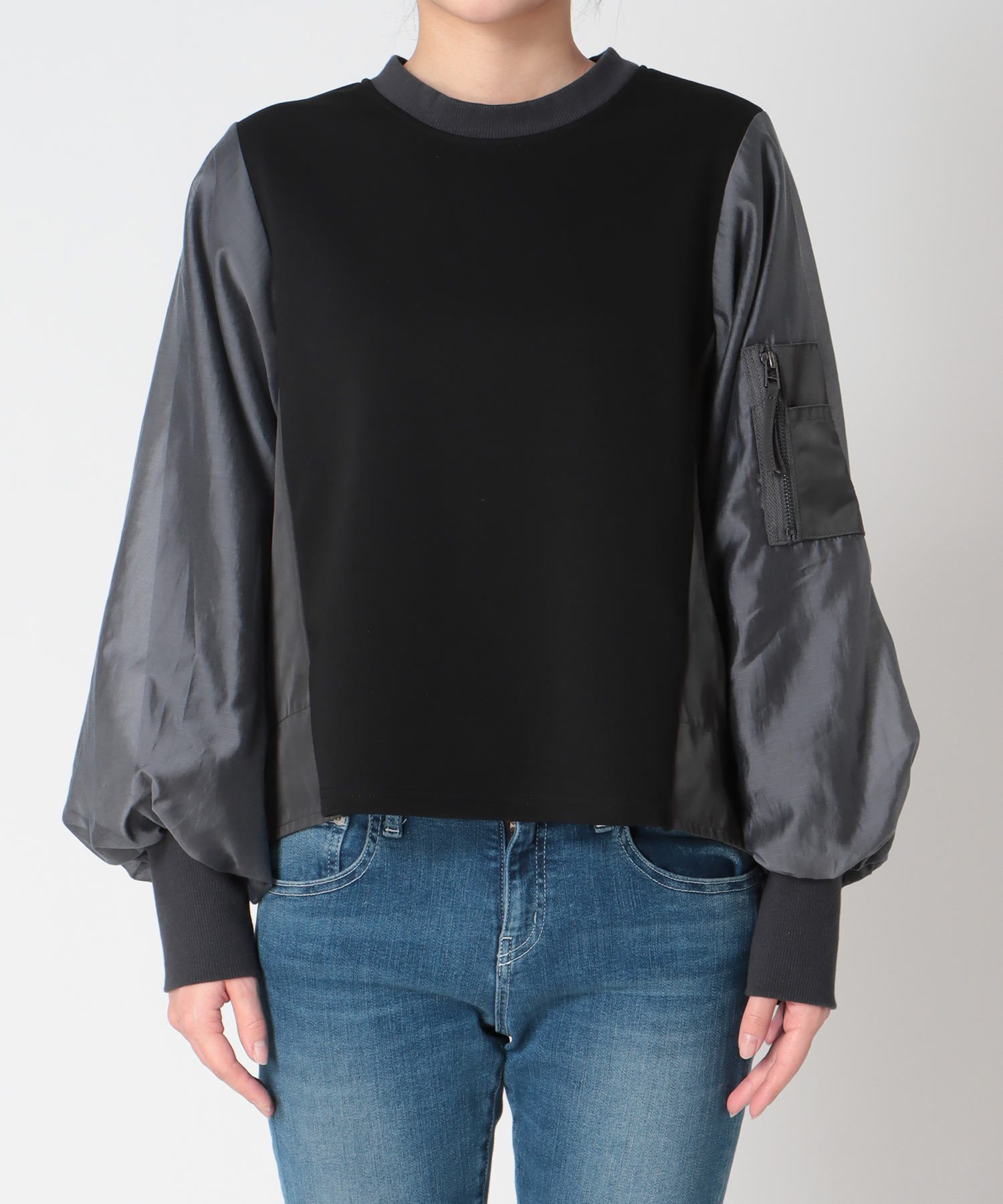 MA-1ライクポンチ異素材トップス