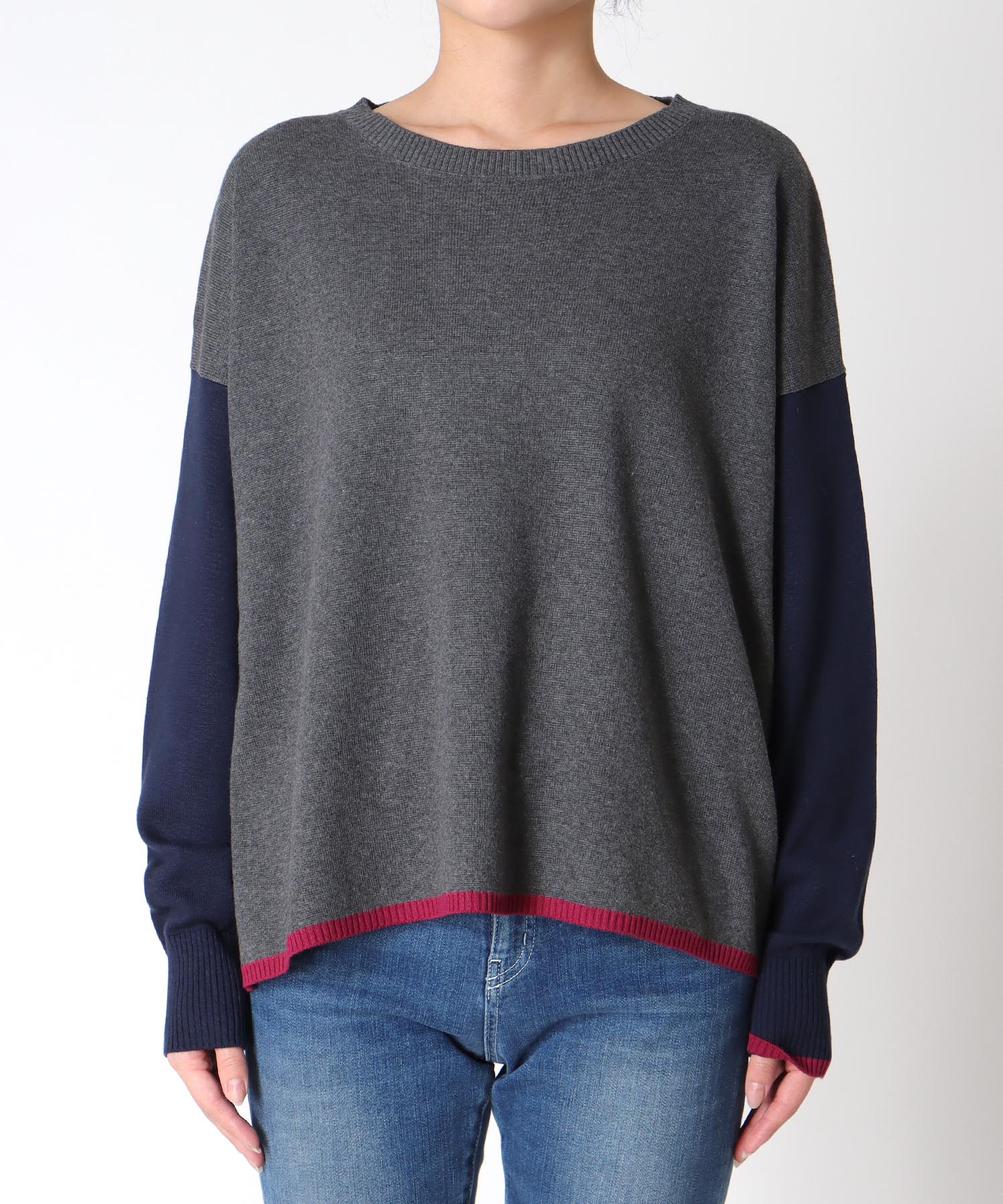 綿シルクバイカラーニット