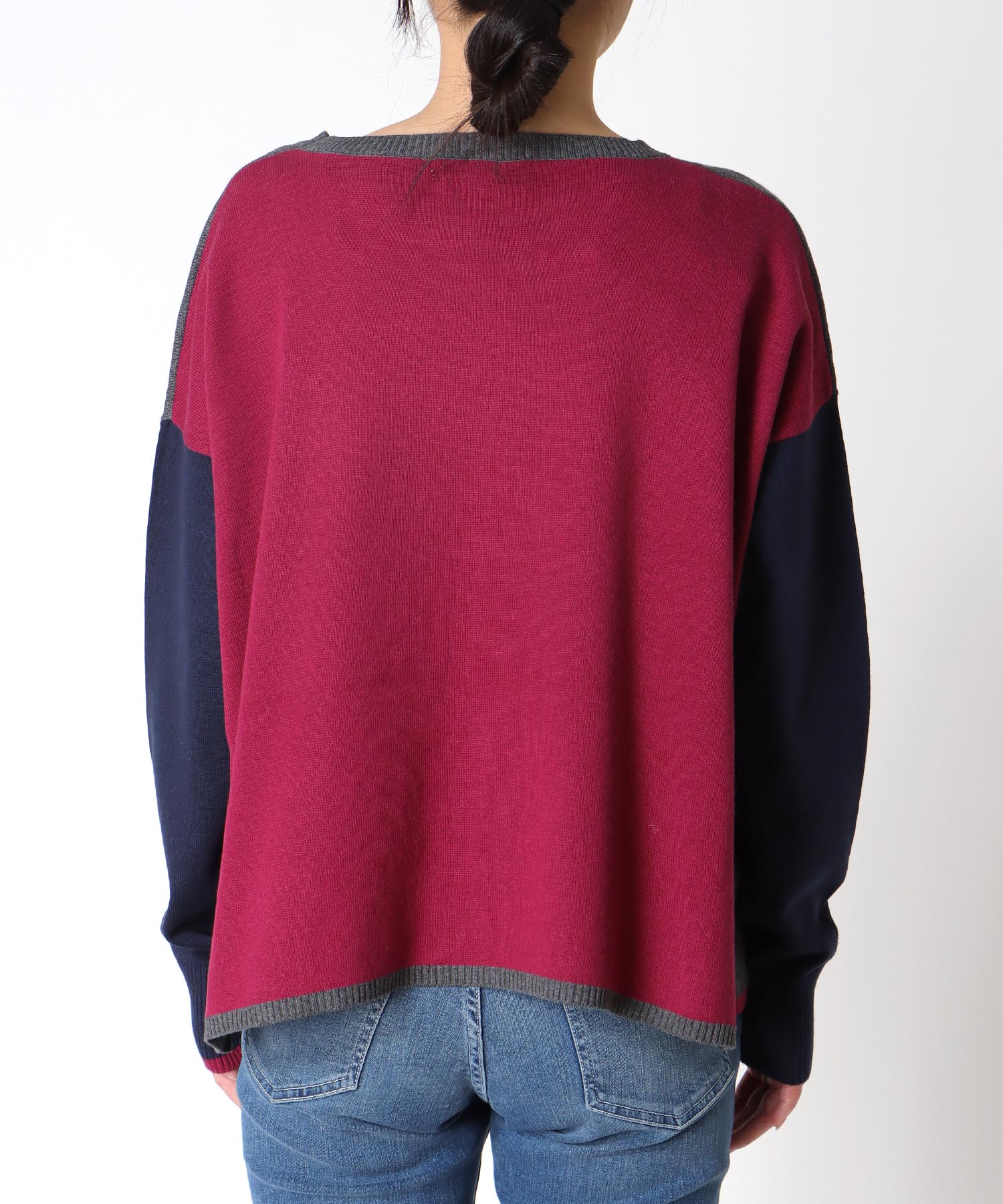 綿シルクバイカラーニット