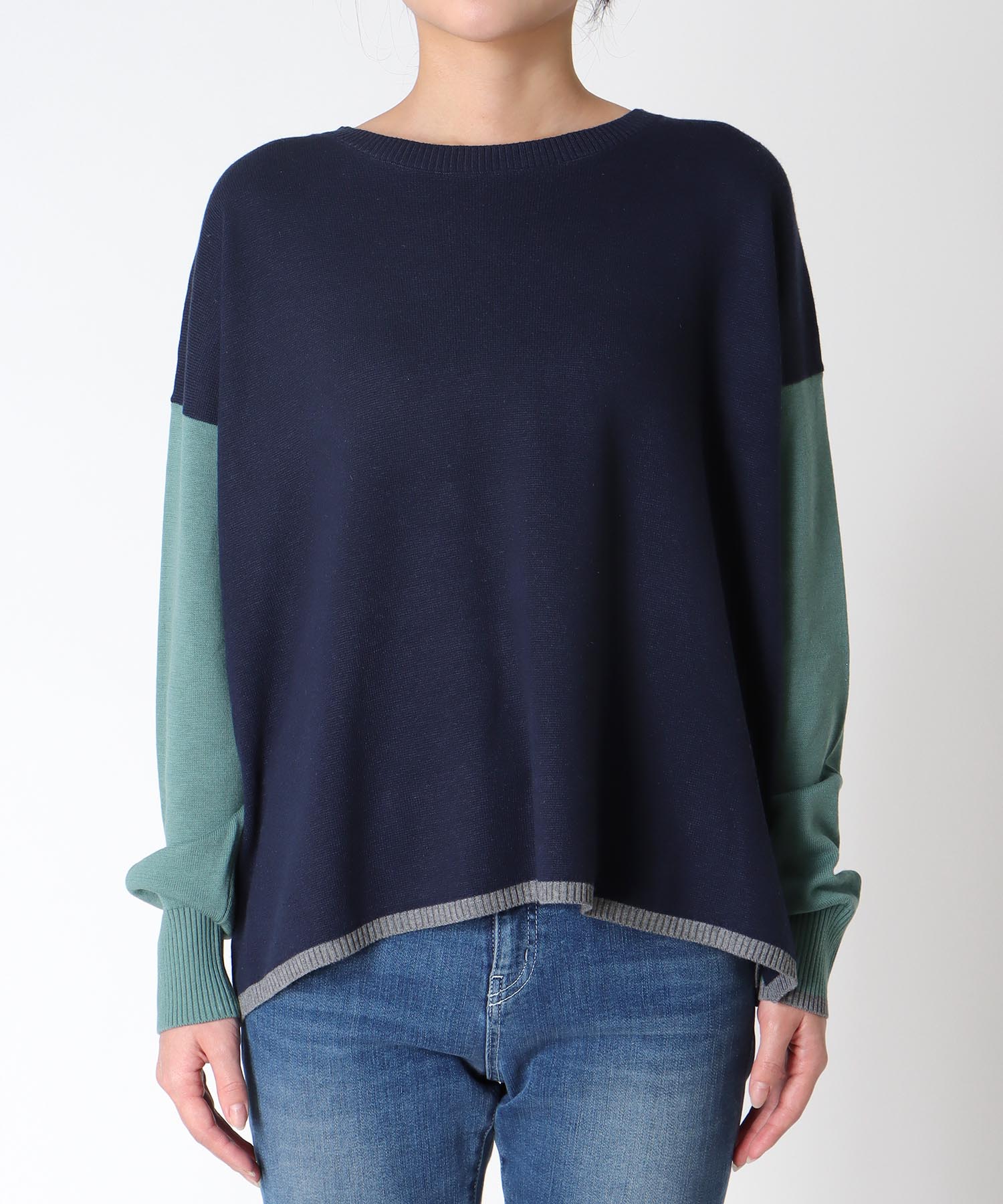 綿シルクバイカラーニット