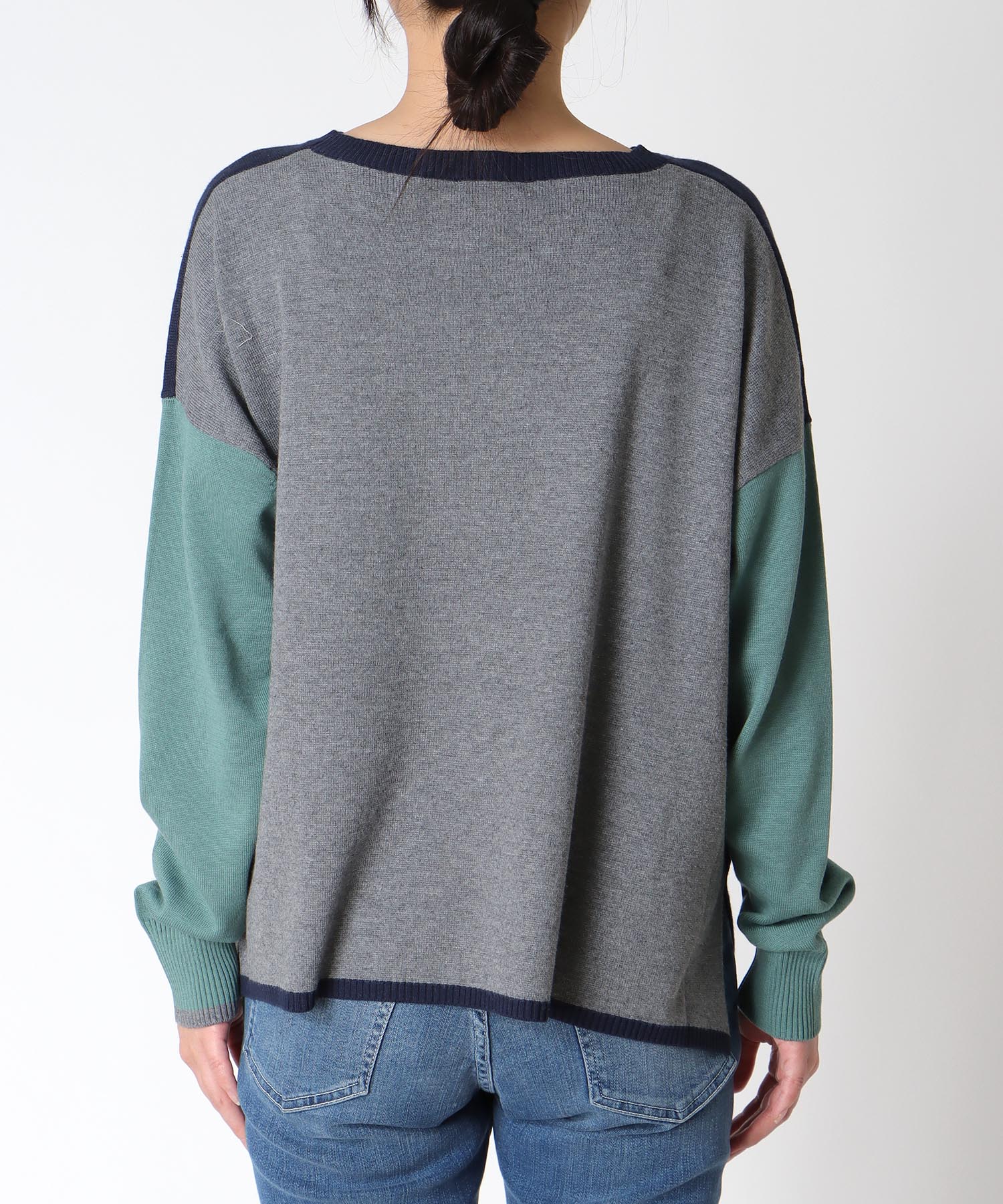 綿シルクバイカラーニット