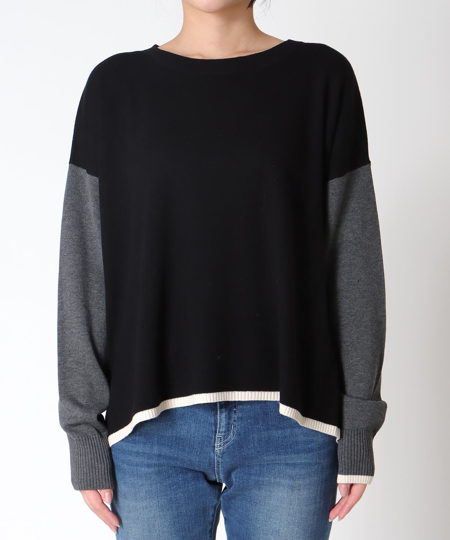 綿シルクバイカラーニット