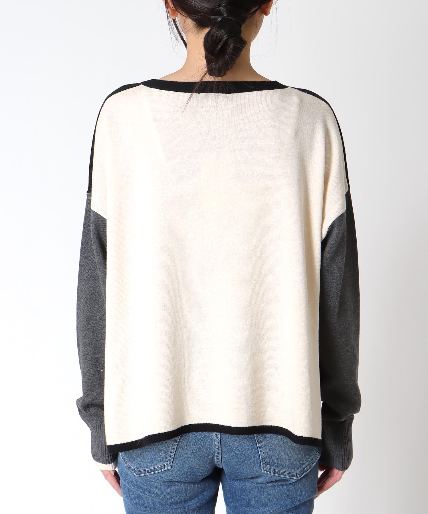 綿シルクバイカラーニット