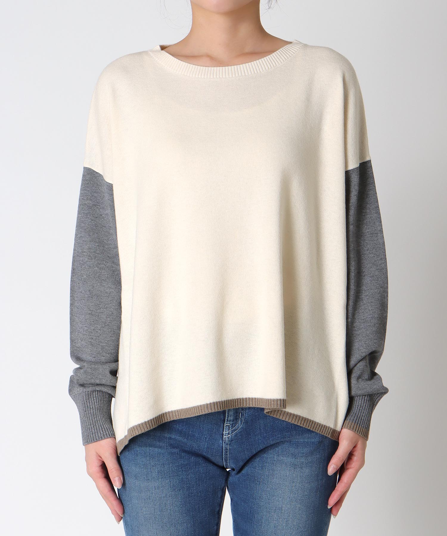 綿シルクバイカラーニット