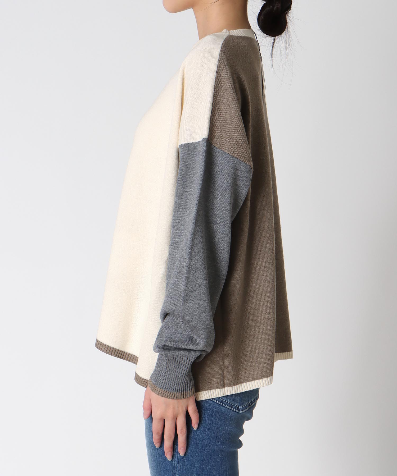 綿シルクバイカラーニット