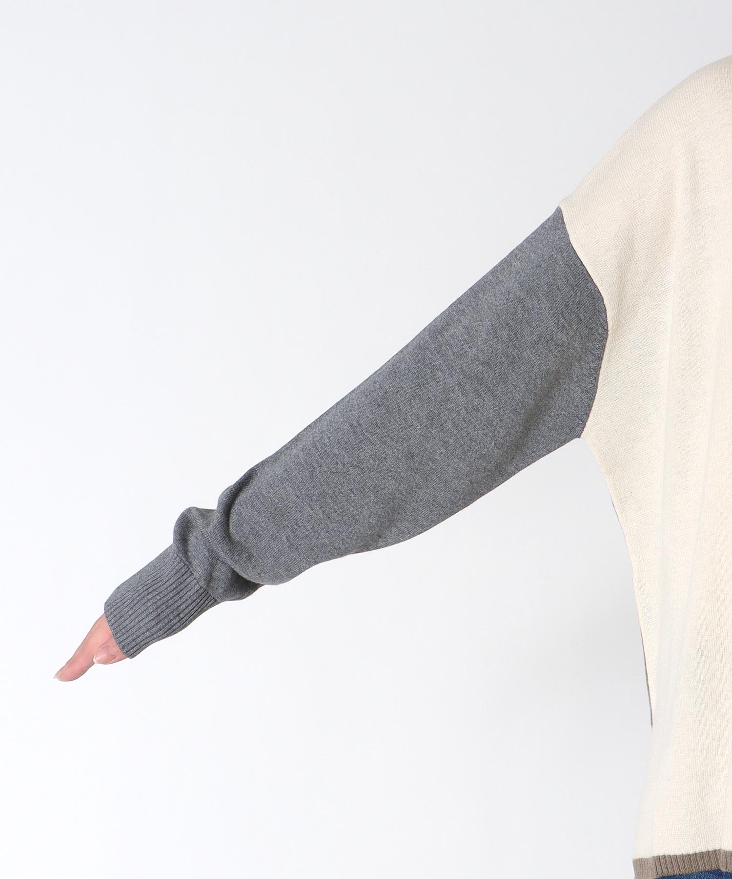 綿シルクバイカラーニット