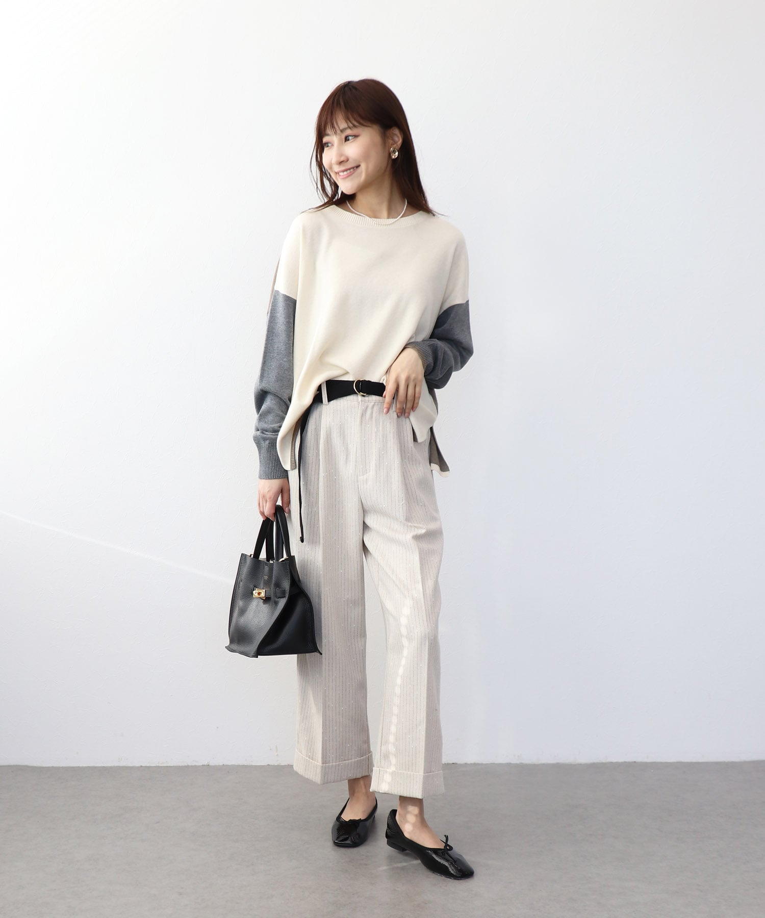 綿シルクバイカラーニット