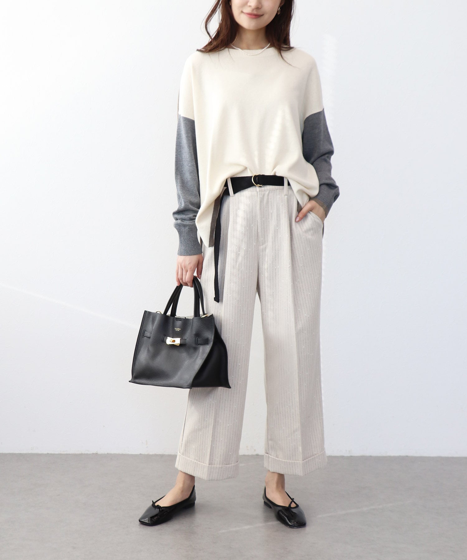 綿シルクバイカラーニット