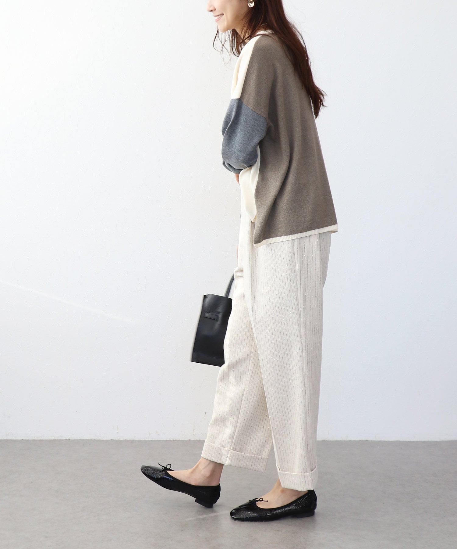 綿シルクバイカラーニット