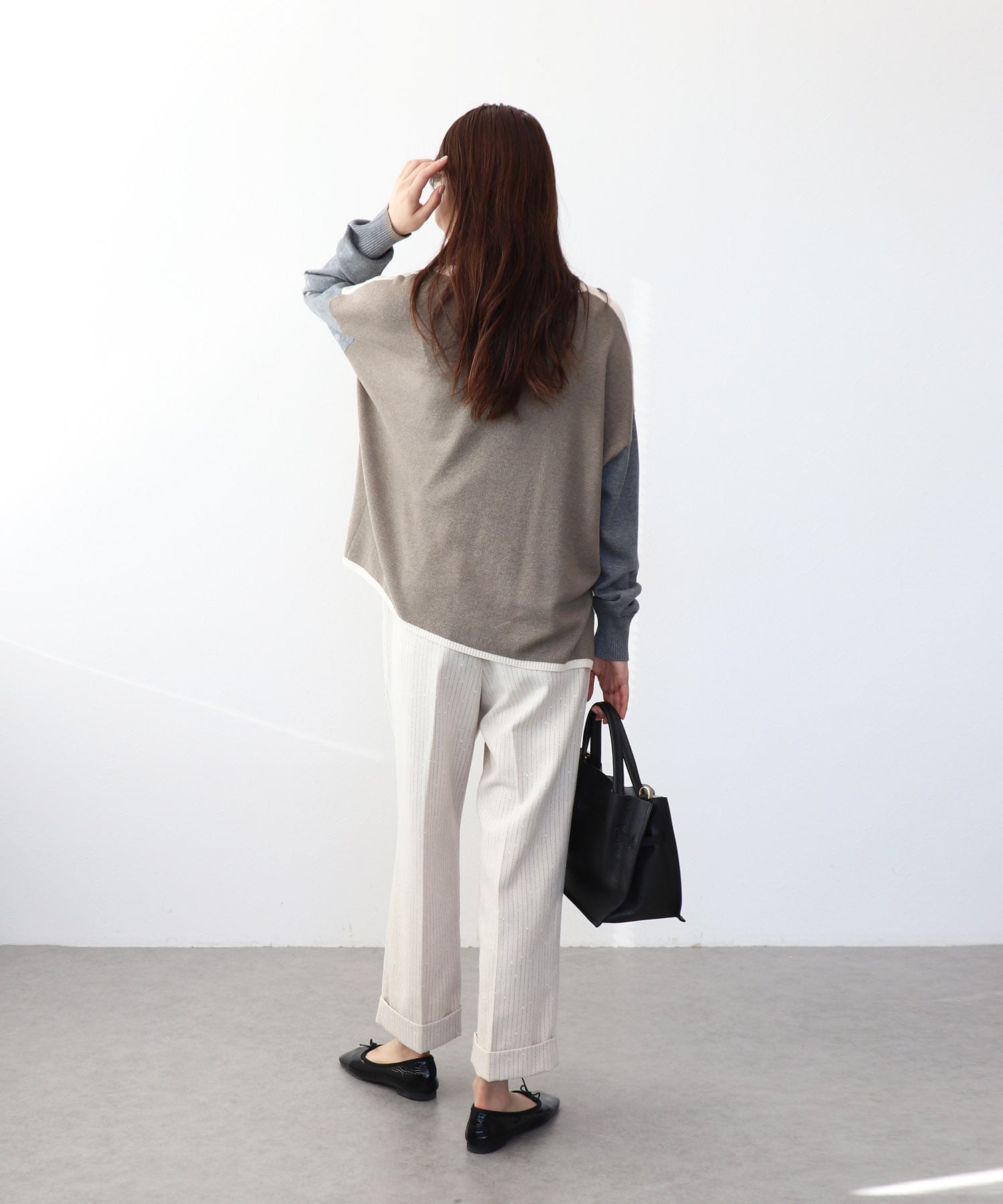 綿シルクバイカラーニット