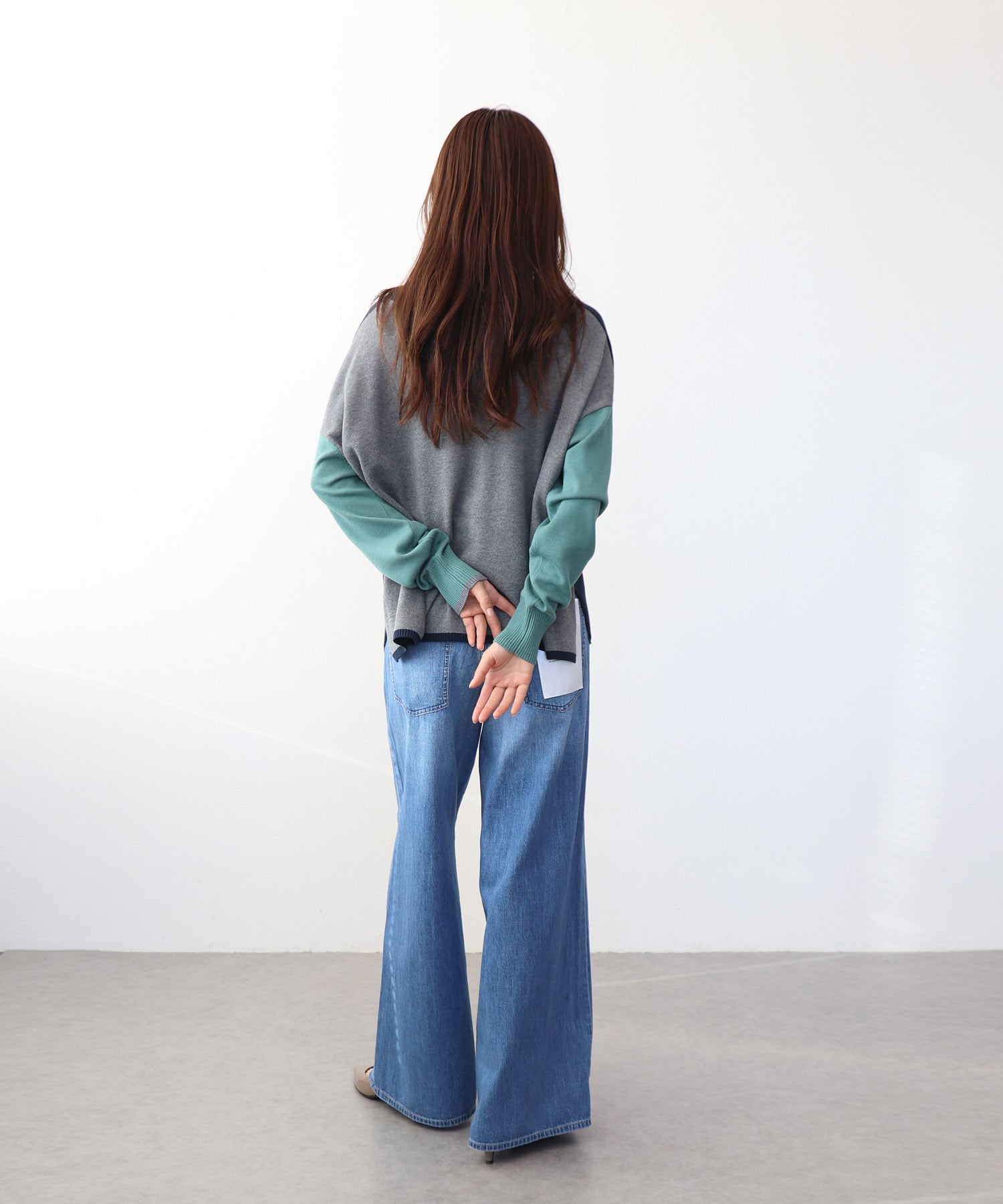 綿シルクバイカラーニット