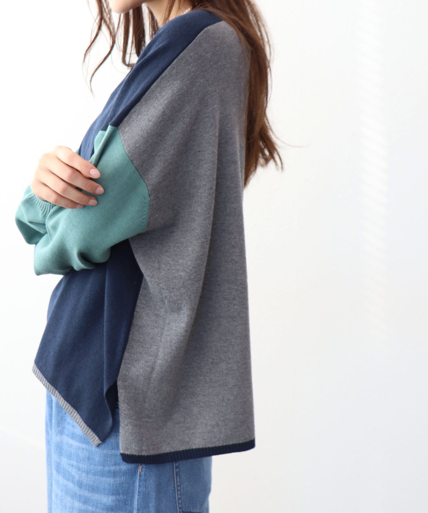 綿シルクバイカラーニット