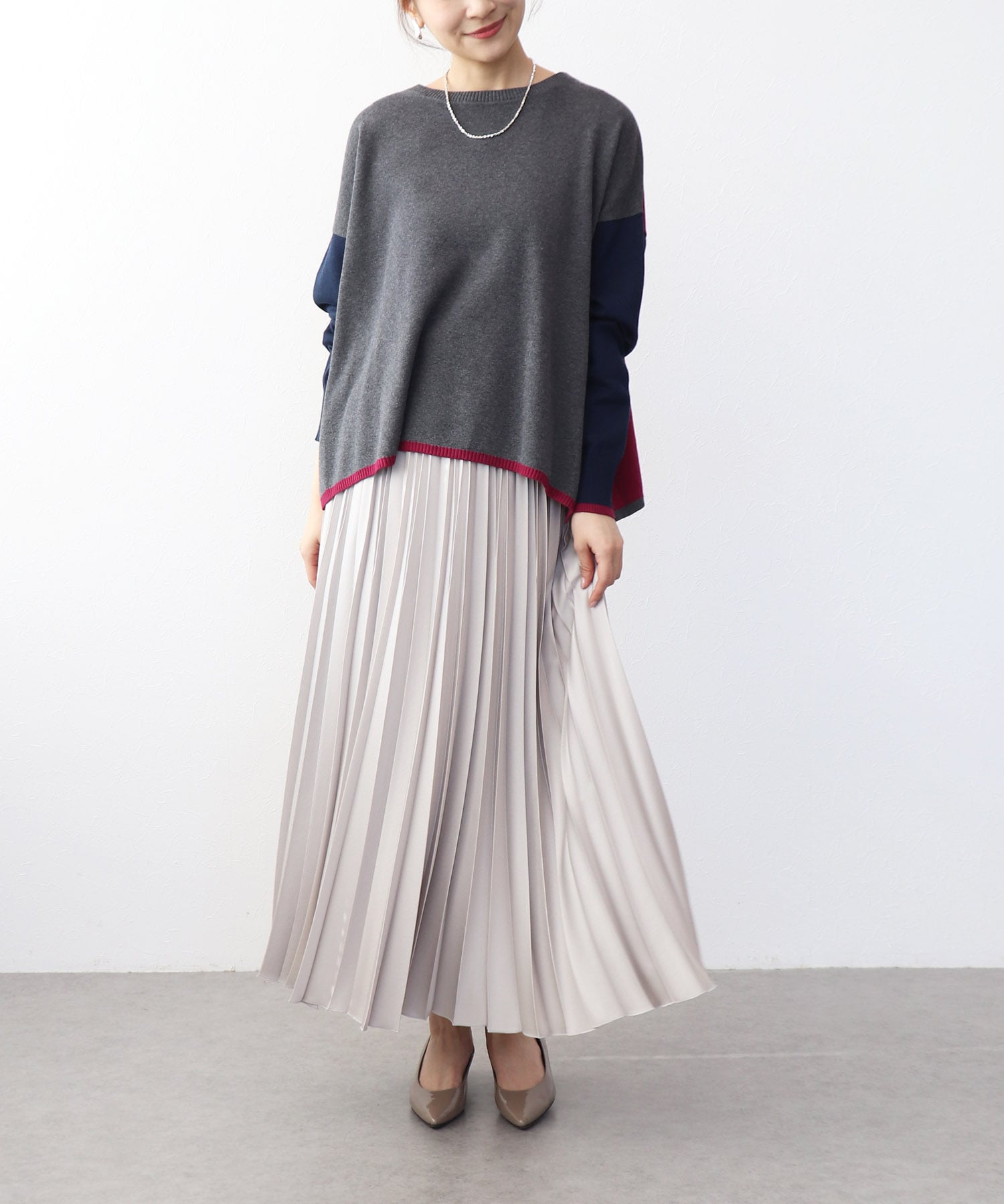 綿シルクバイカラーニット