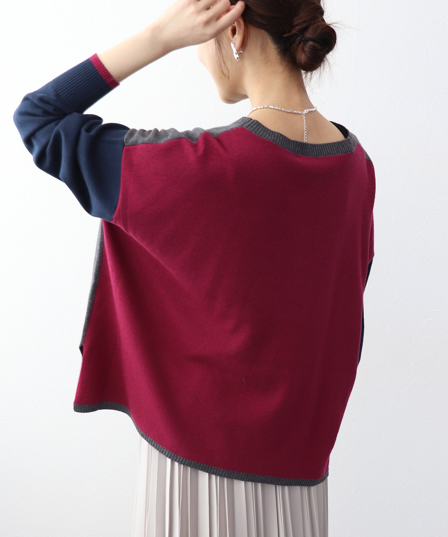 綿シルクバイカラーニット