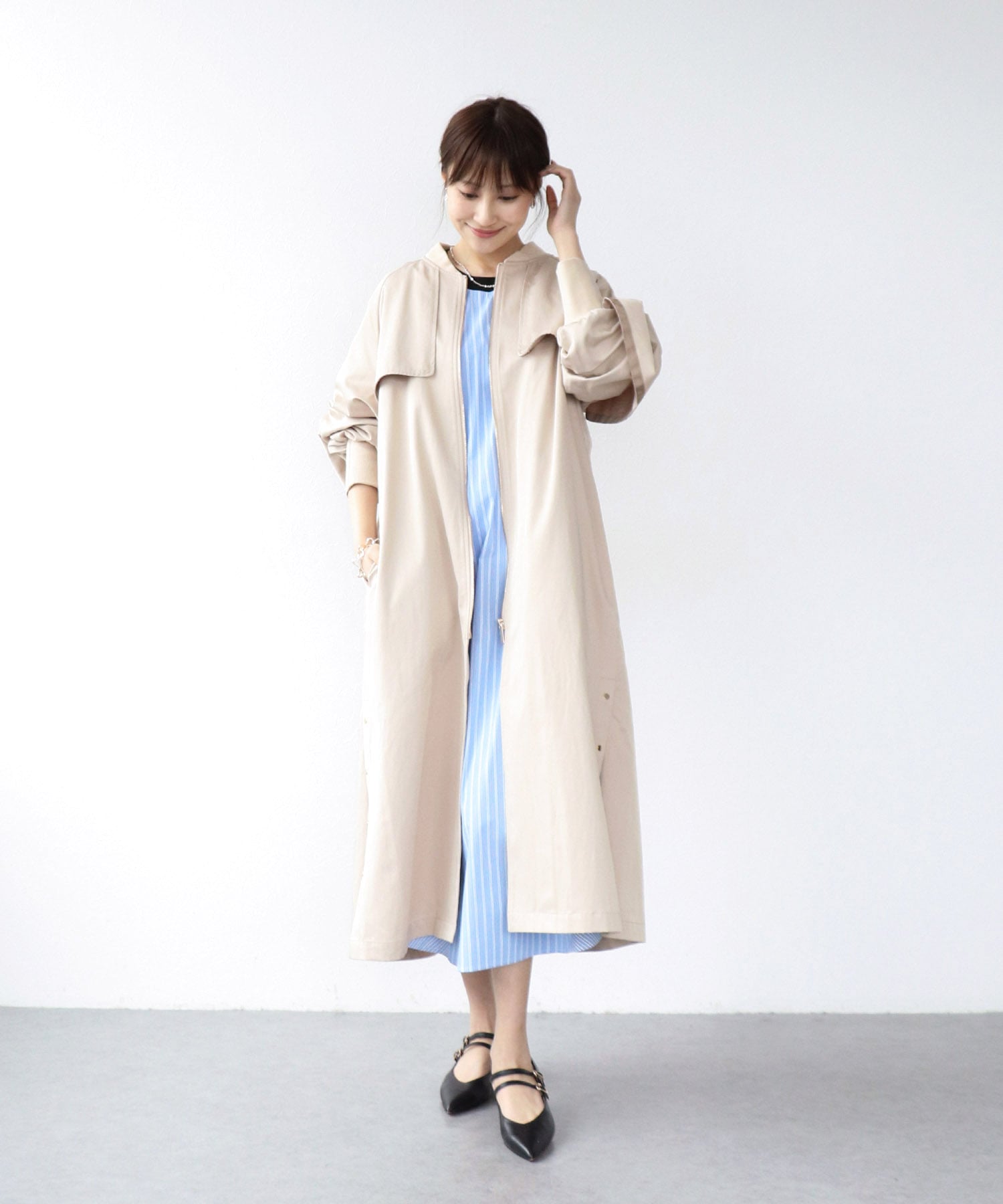 ライナー付ロングブルゾン