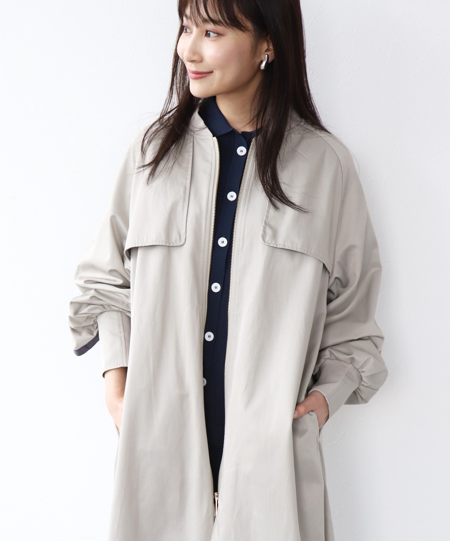 ライナー付ロングブルゾン