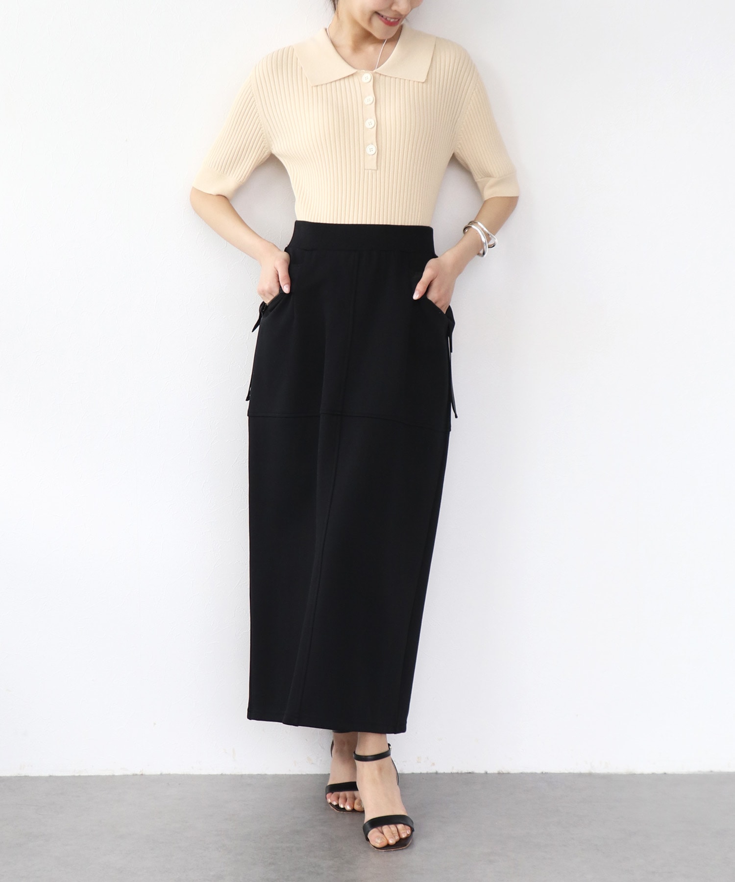 ポロ衿半袖ニット