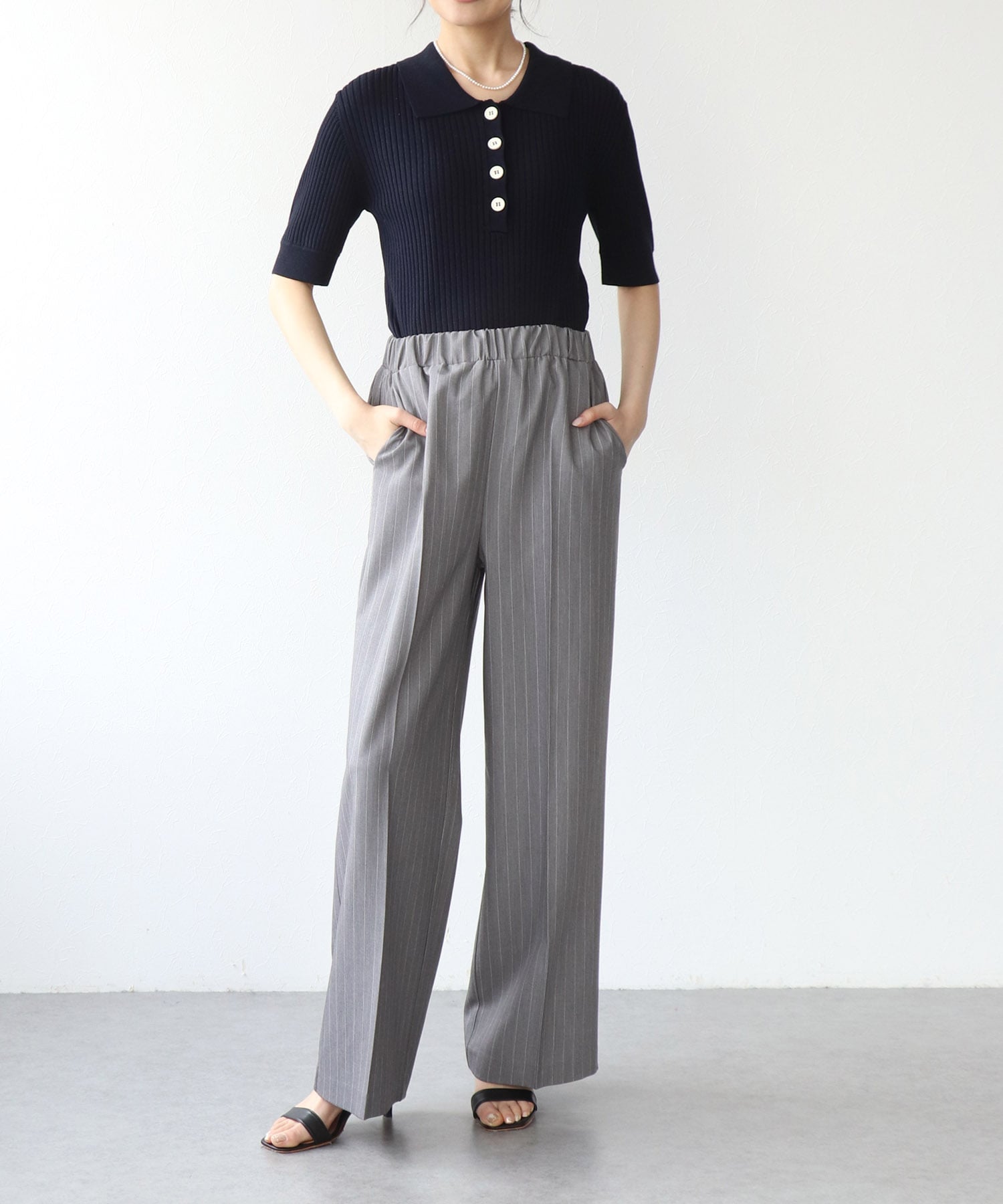 ポロ衿半袖ニット