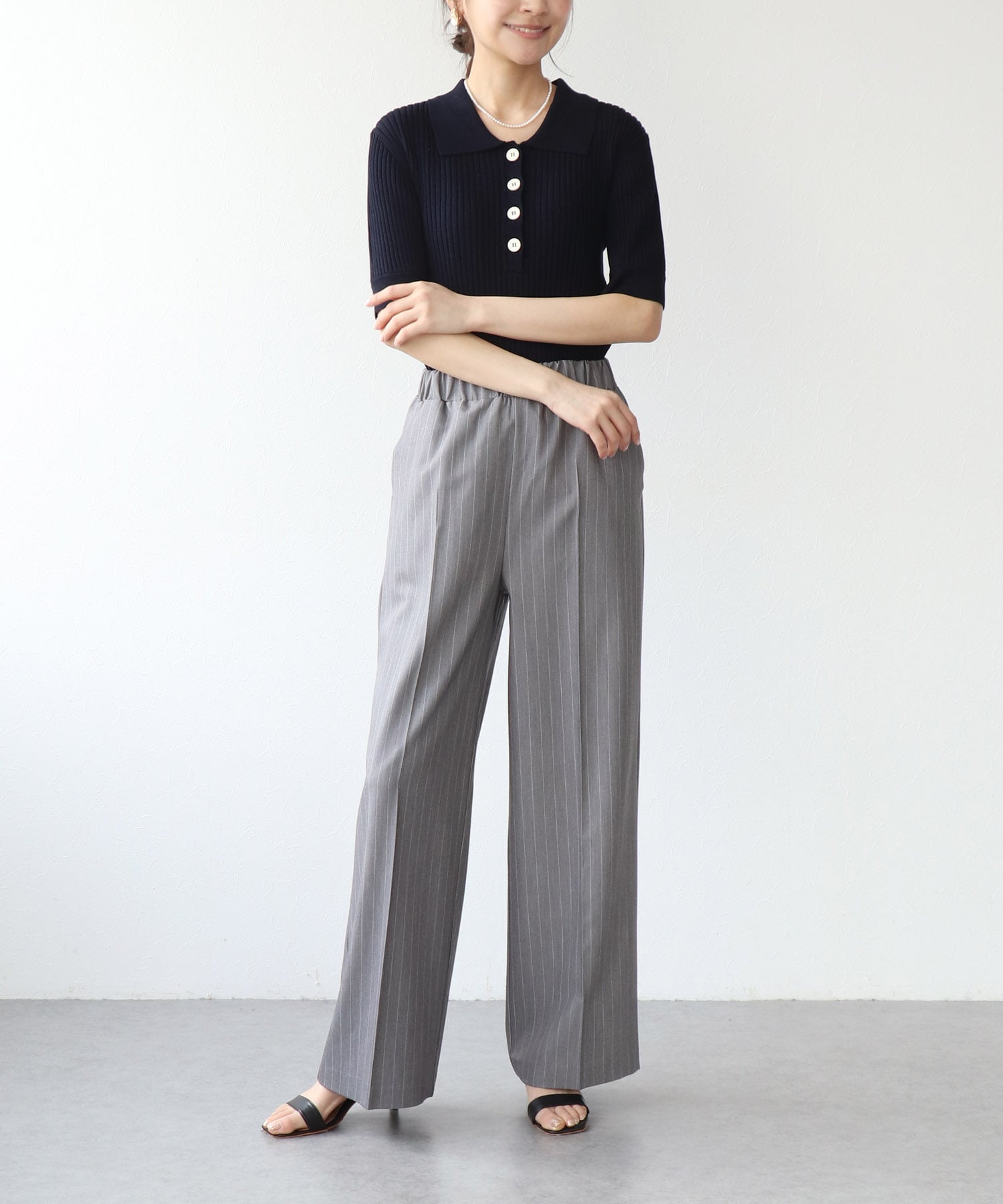 ポロ衿半袖ニット