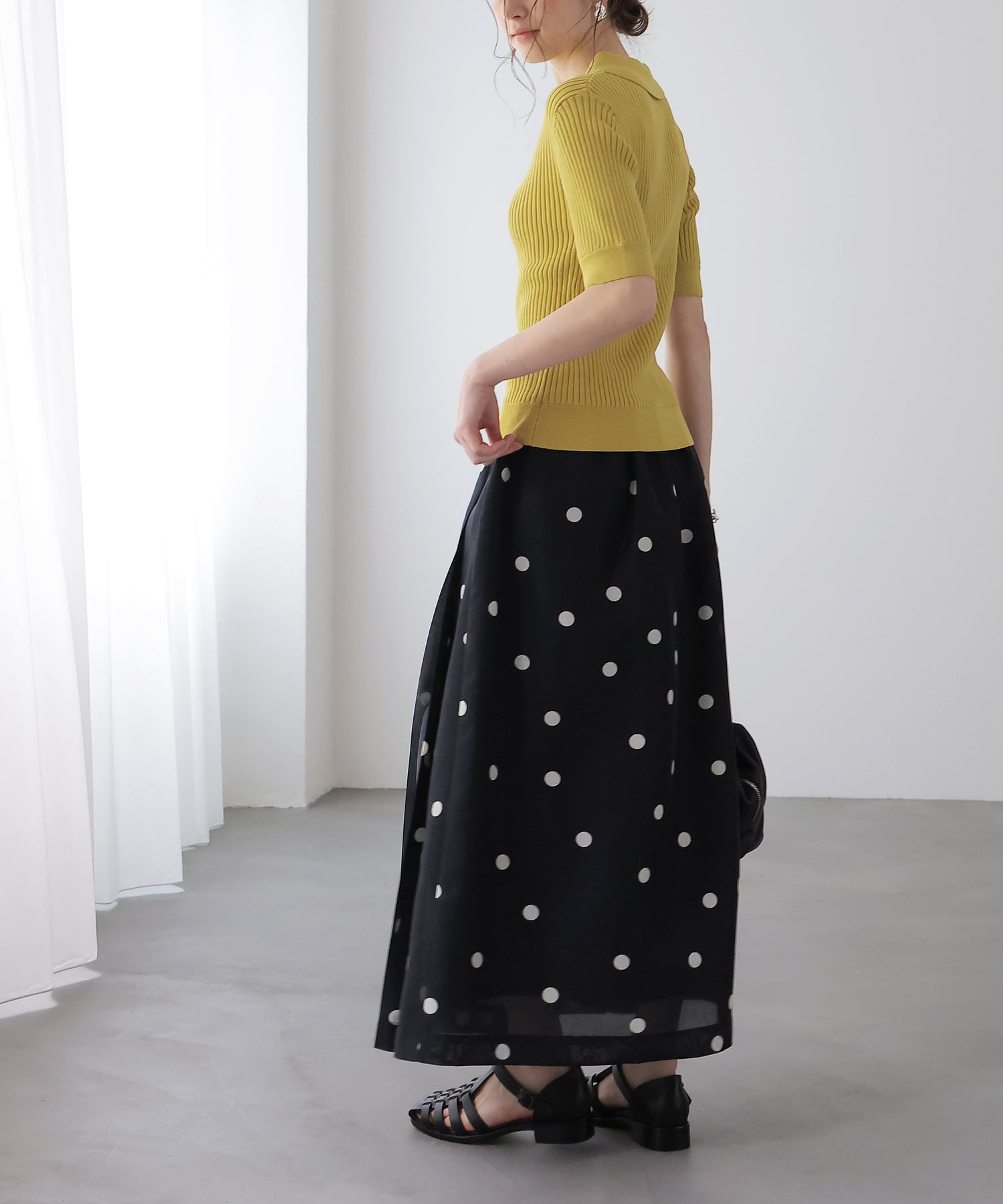 ポロ衿半袖ニット