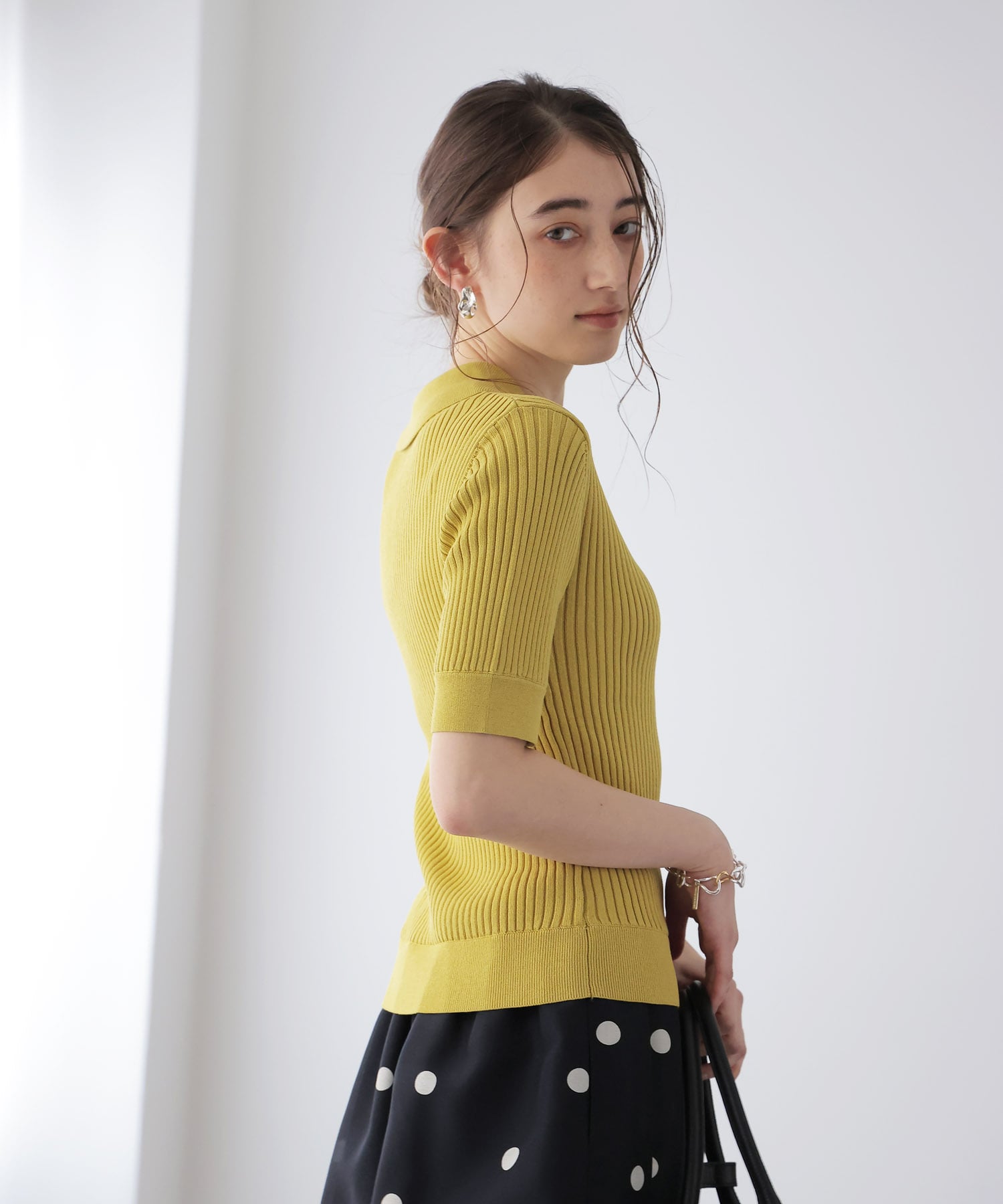 ポロ衿半袖ニット