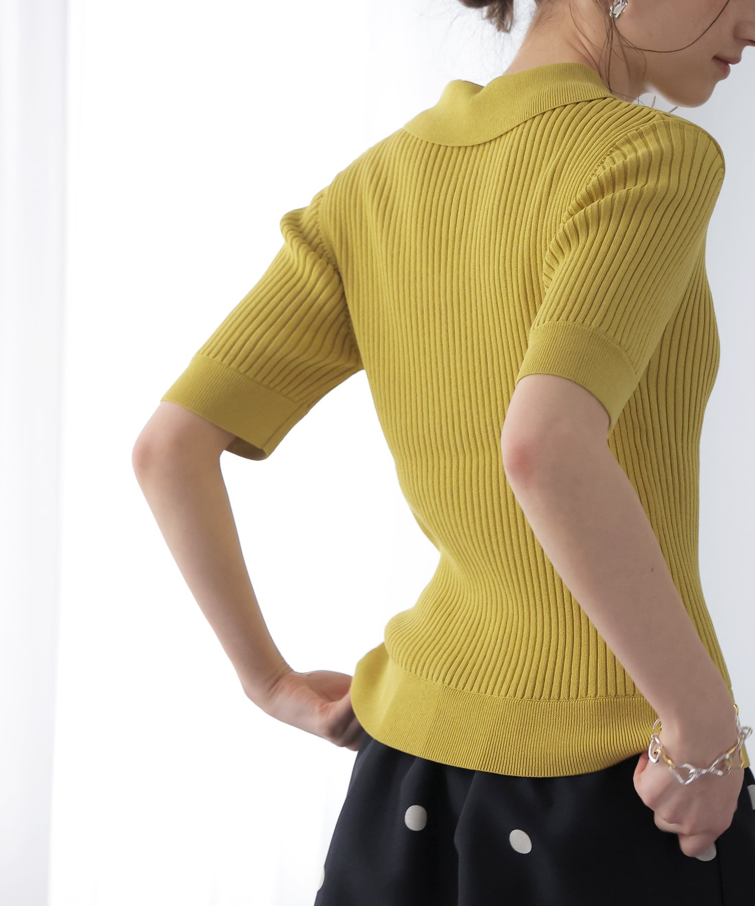 ポロ衿半袖ニット