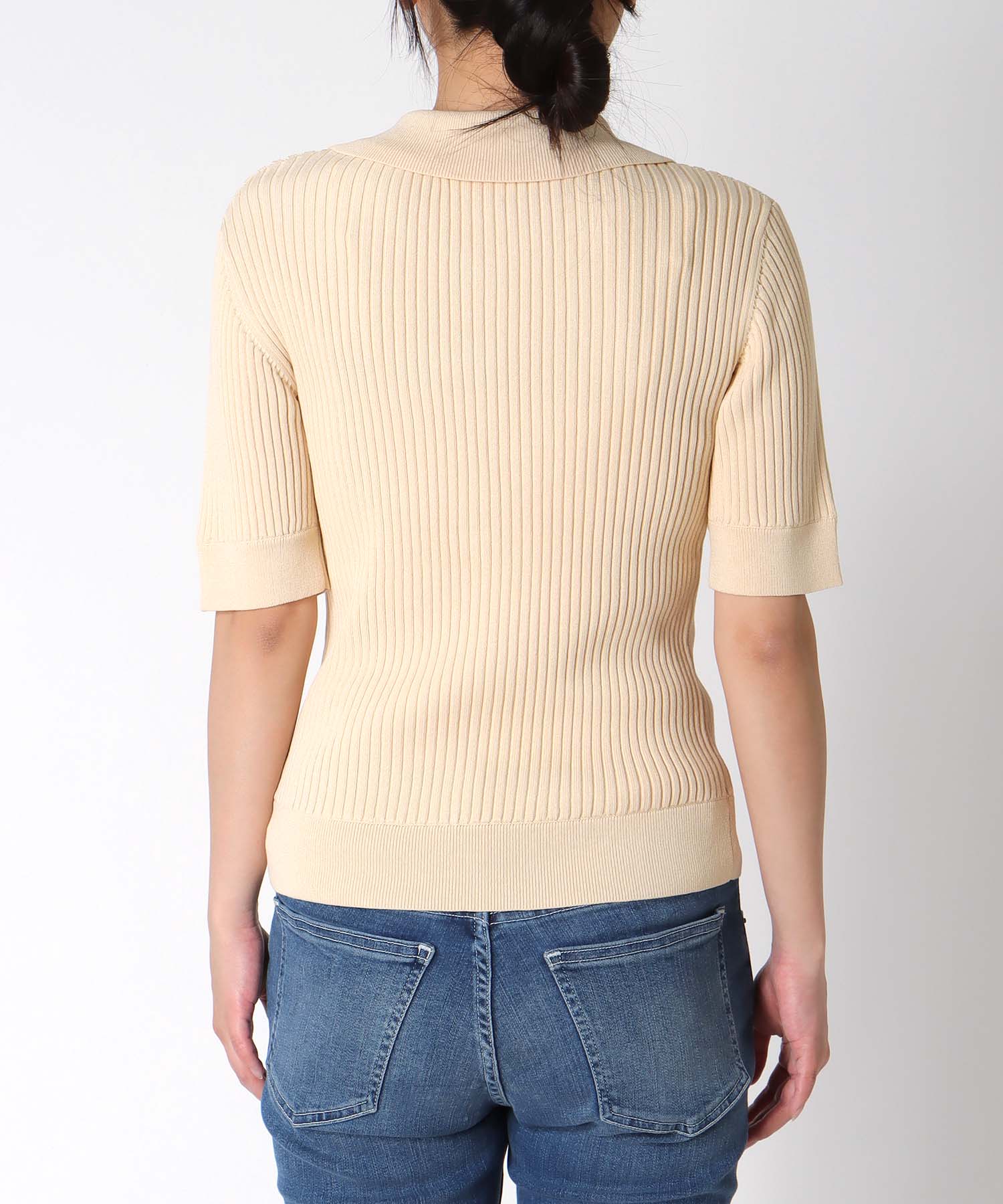 ポロ衿半袖ニット