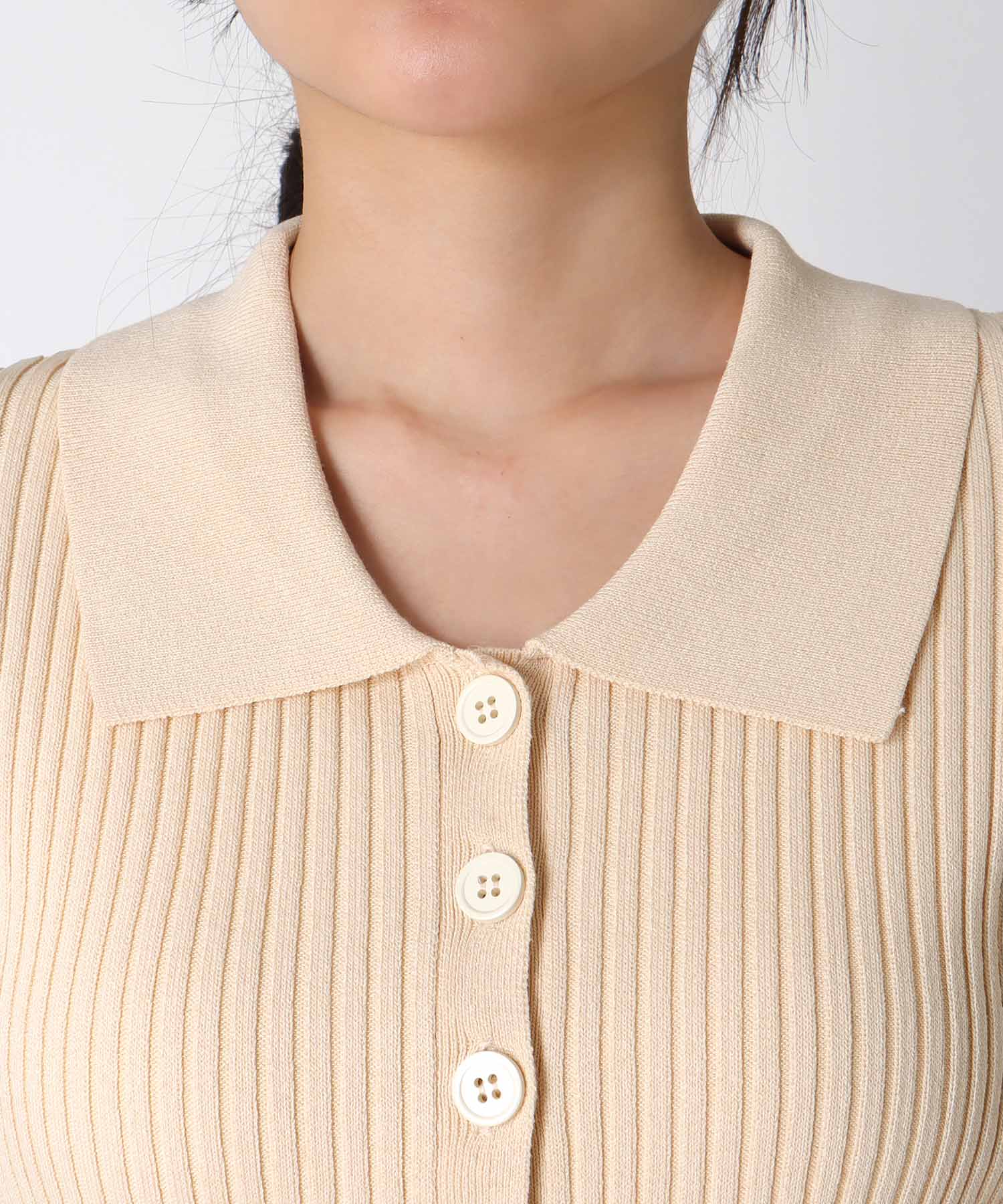 ポロ衿半袖ニット