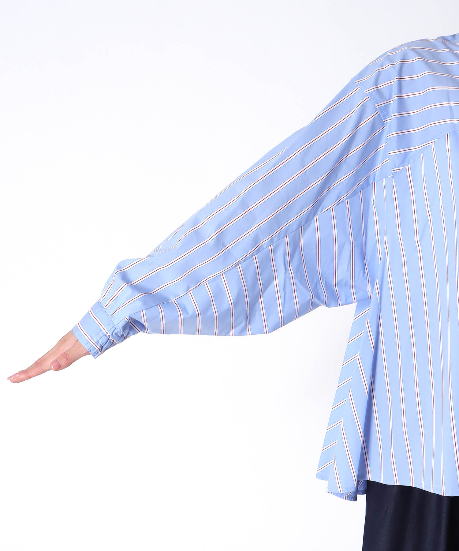 ストライプフレアーシャツブラウス