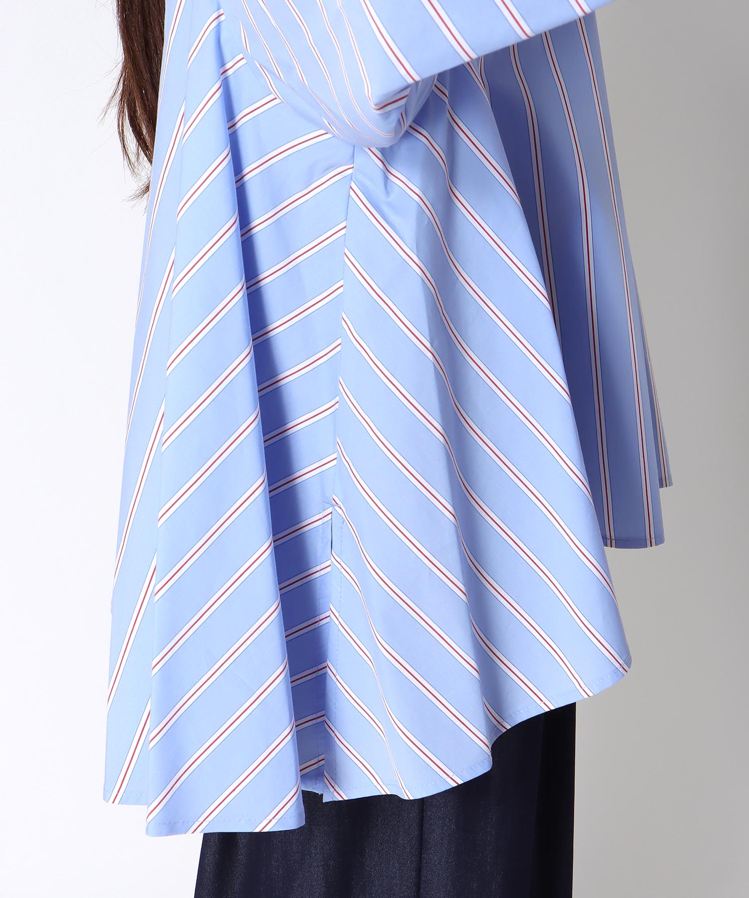 ストライプフレアーシャツブラウス