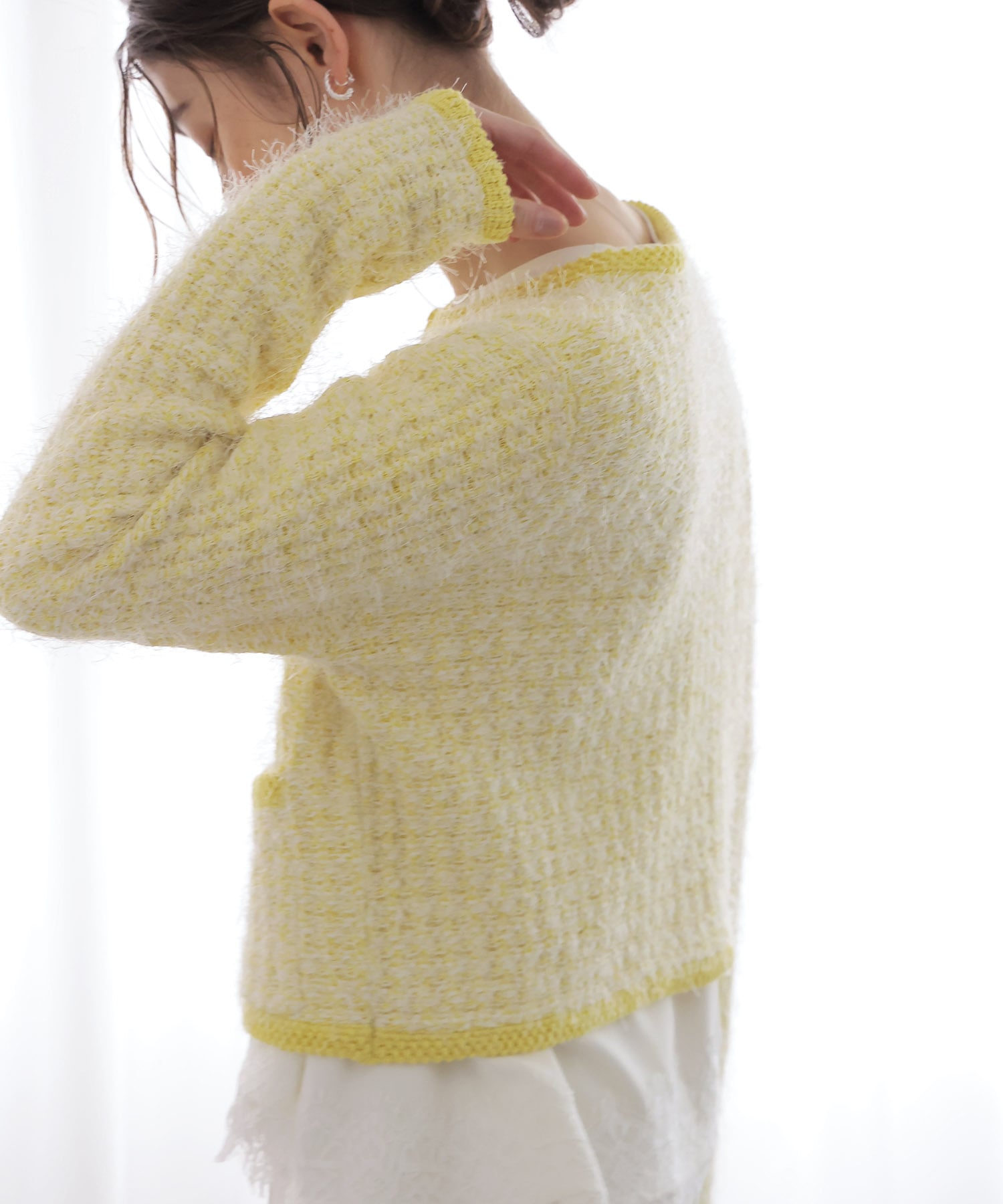 ファンシーMIXノーカラーカーディガン